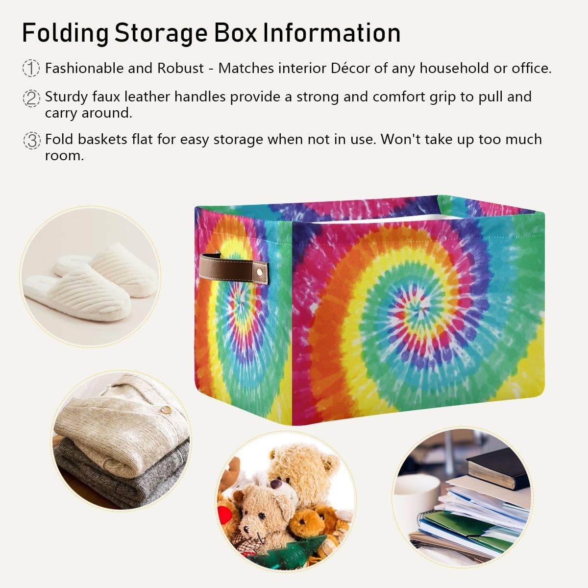 Tie-Dye Rectangular Storage Basket Organizer Bin Shelf Baskets For Clothes Gifts For Home Office Dorm