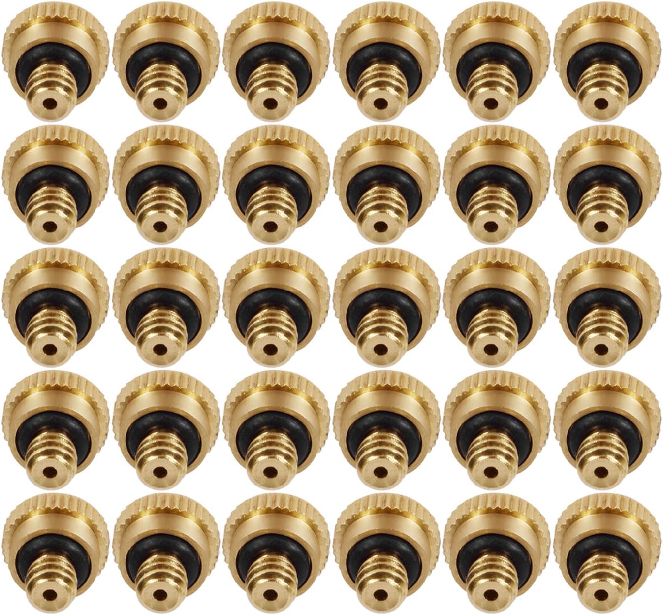 Brass Misting Nozzles 0.016" Orifice (0.4mm) 10/24 UNC, Water Mister Parts Fog Nozzles for Patio Misting System Outdoor Cooling System (30)