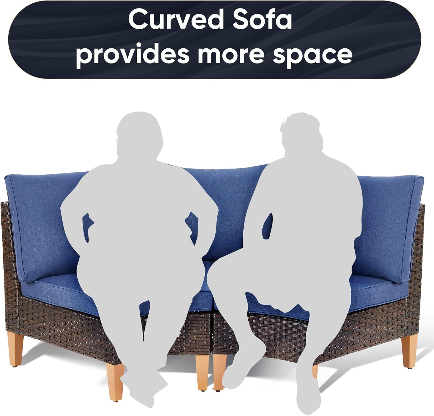 HUMMUH Patio Furniture Set,5 Pieces Outdoor Sectional Sofa with Ottomans,All Weather PE Wicker Patio Loveseats for Garden Porch Backyard