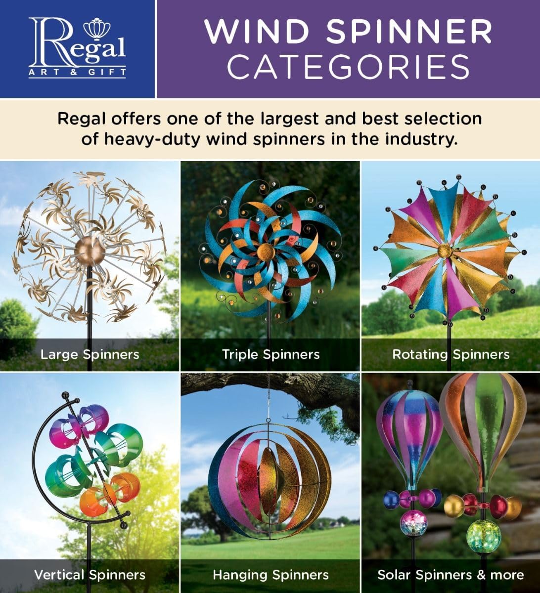 Regal Art & Gift Sunflower Wind Spinner – Metal Yard Decorations Outdoor | Kinetic Garden Spinner for Lawn, Pathway, or Flower Bed | Weather-Resistant Outdoor Sculpture - 26 Inch