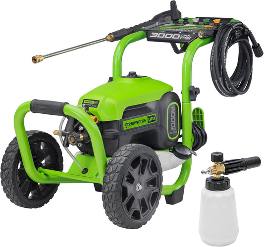 Greenworks 3000 PSI Pressure Washer (2.0 GPM Max) with Foam Cannon – Easily Remove Dirt and Grime on Siding, Fences, Patios,