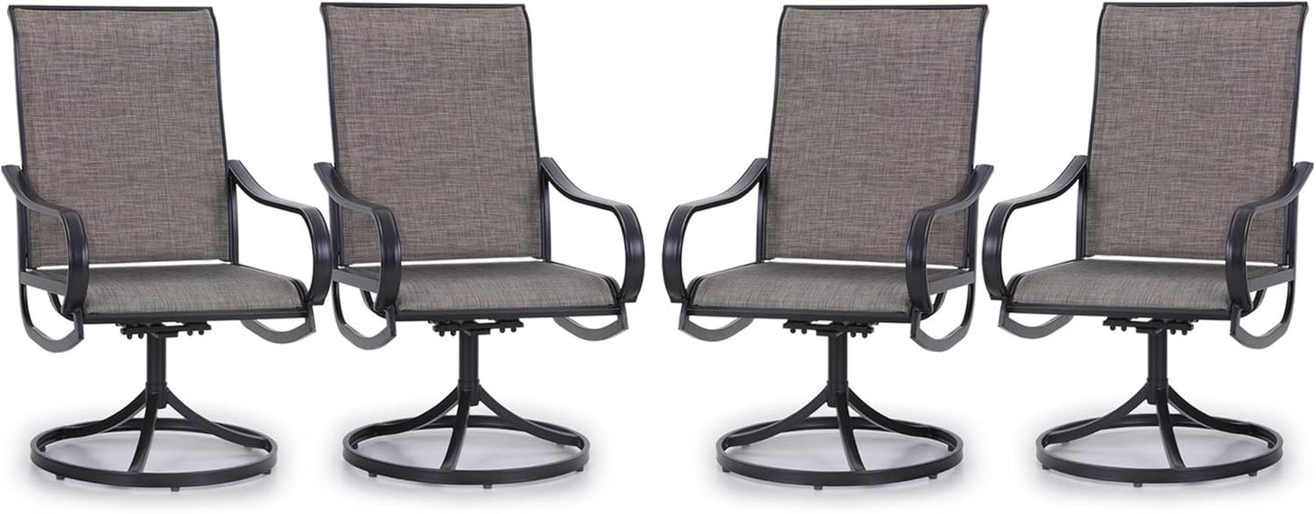 PHI VILLA Patio Swivel Dining Chairs Set of 4 Outdoor Metal Chair with Textilene Mesh Fabric, Patio Gentle Rocker Chair, Black Frame for Deck Garden
