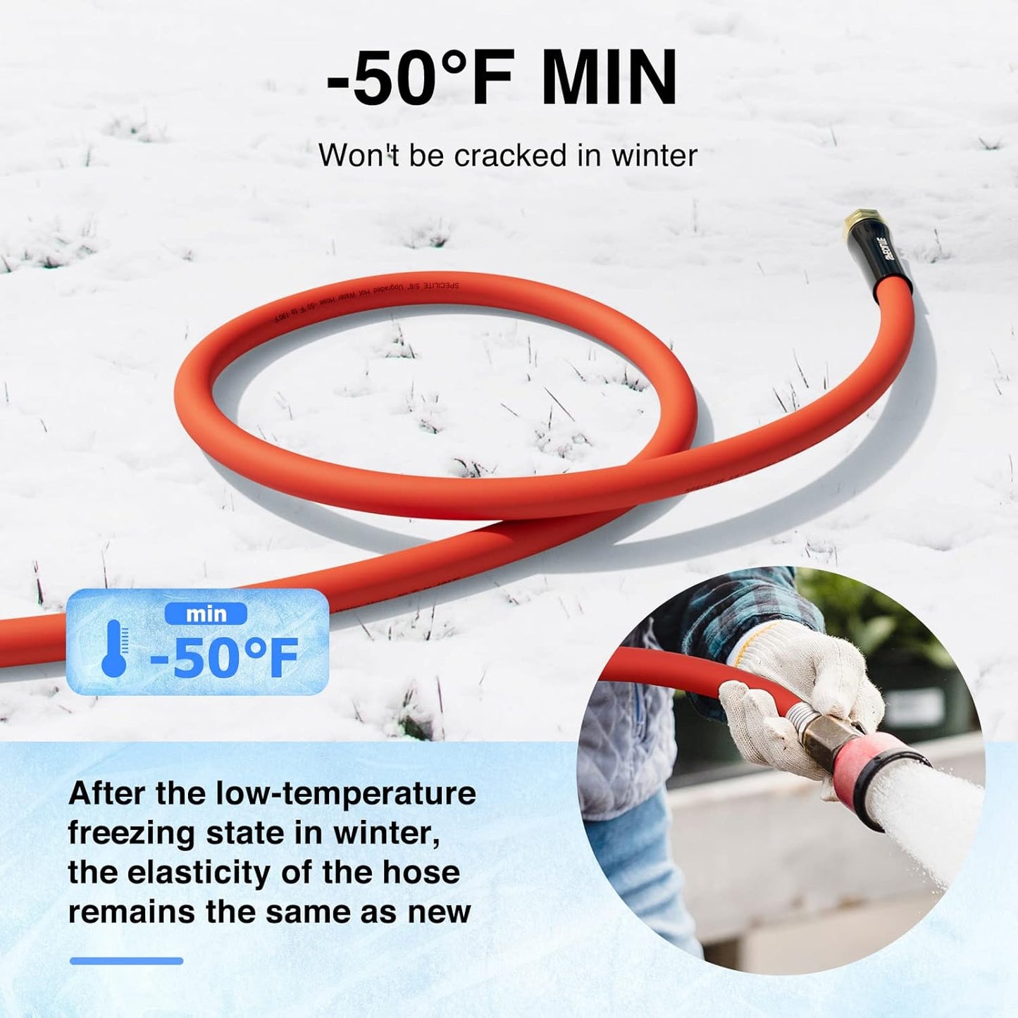 5/8" Hot/Cold Garden Water Hose 200 ft, -50℉-190℉,Flexible & Lightweight With 3/4" Brass Fittings for Yard, Outdoor, Farm, Red