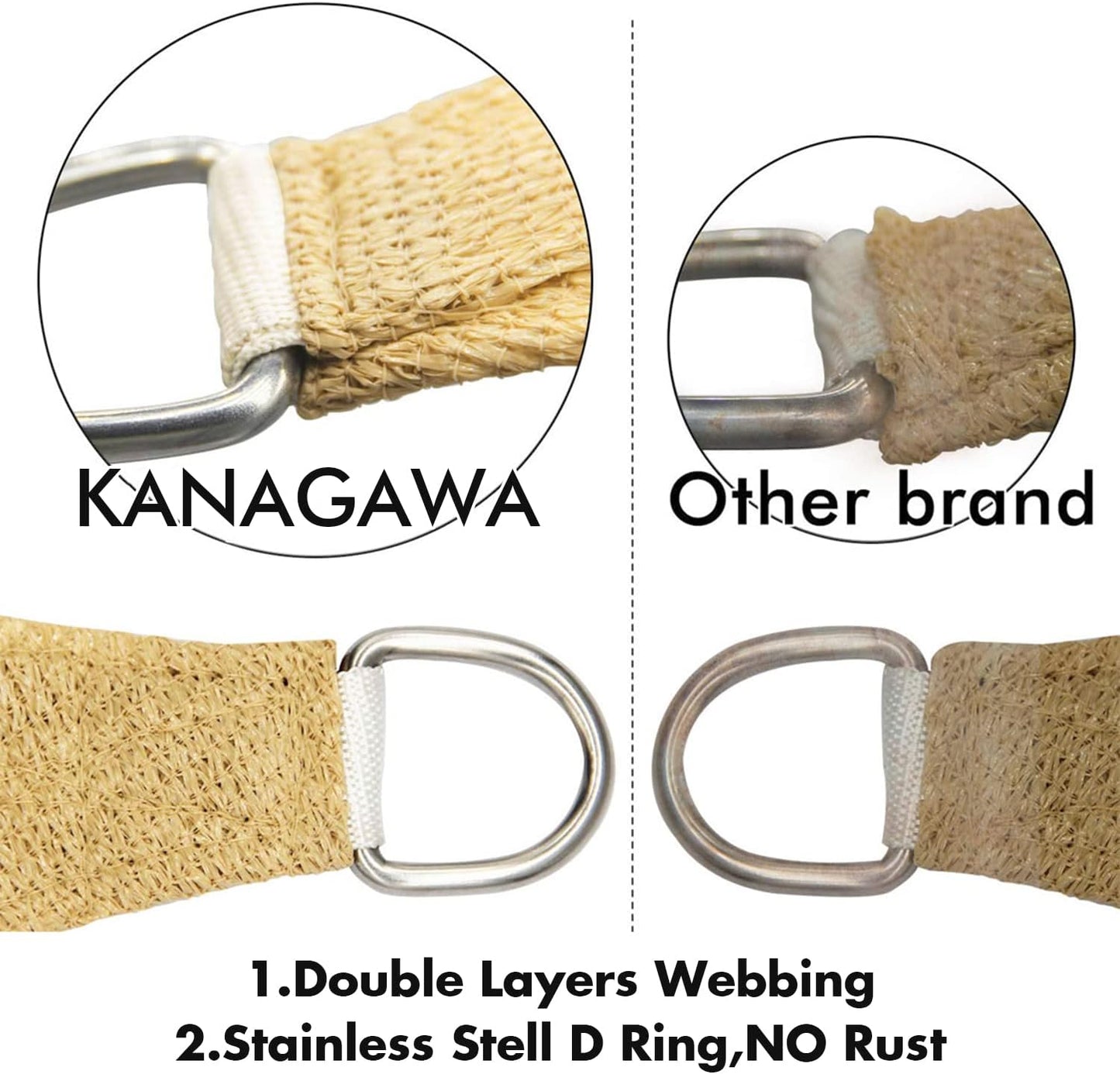 KANAGAWA 6'X6' Sand Custom Size Sun Shade Sail Square UV Block Canopy Cover for Patio Backyard Lawn Garden Outdoor (Customized Available)