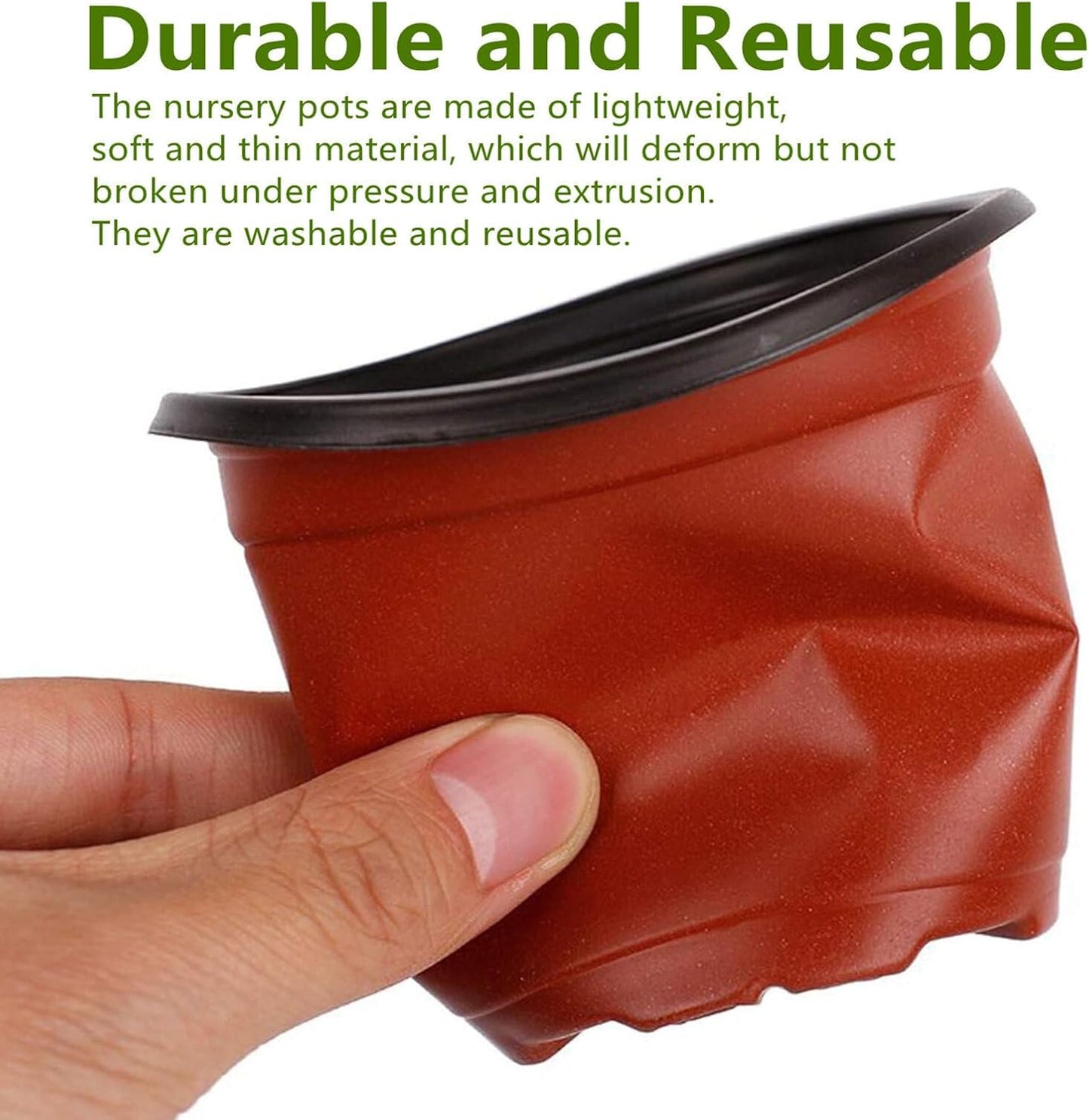 100 PCS 8 Inches Plastic Plant Nursery Pots Reusable for Succulents Seedlings Cuttings TransplantingSeedlings Plastic Plant Pots with Drainage Holes