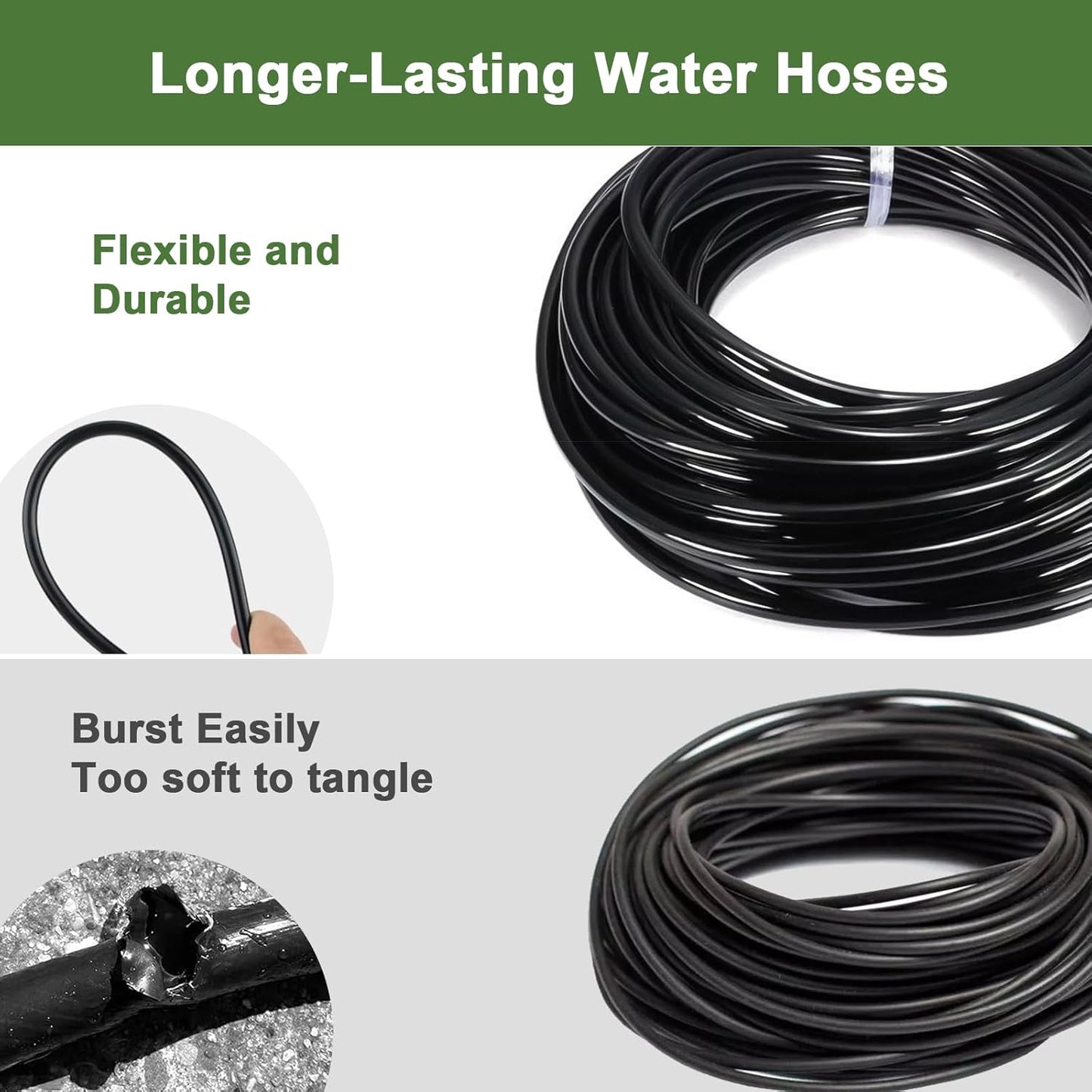 Drip Irrigation Kit for Garden, Quick-Connect Raised Bed Watering System with 1/2" & 1/4" 150FT, Plant Accessories, Drip Line Kit for Greenhouse, Sistema De Riego Por Goteo