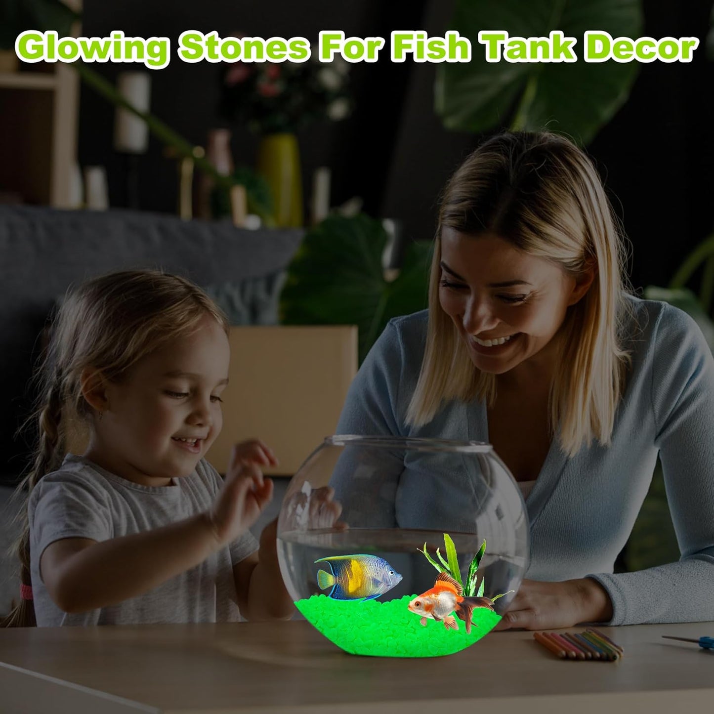 800pcs 5-8mm Green Glow in The Dark Garden Pebbles Stones 5-8mm Luminous Stones Glow in The Dark Rocks Outdoor Glow Pebbles Aquarium Rocks for Garden Path Walkway Yard Fish Tank Plant Pots