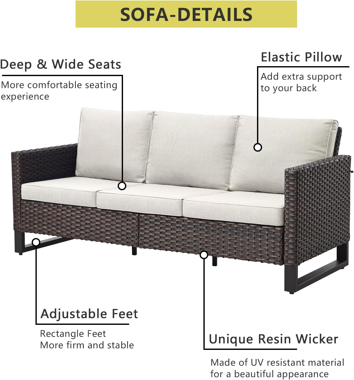 HUMMUH 5 Piece Patio Furniture Set with Fire Pit Table 41in 55,000 BTU,Wicker Outdoor Conversation Sets - Outdoor Swivel Rocker Chairs Patio Sofa for Porch,Garden,Backyard