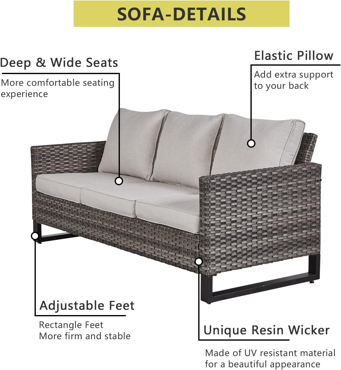 HUMMUH 5 Piece Outdoor Furniture Set with Fire Pit Table 41in 55,000 BTU,Wicker Outdoor Conversation Sets -Patio Chairs Set of 2 Patio Sofa for Porch,Garden,Backyard