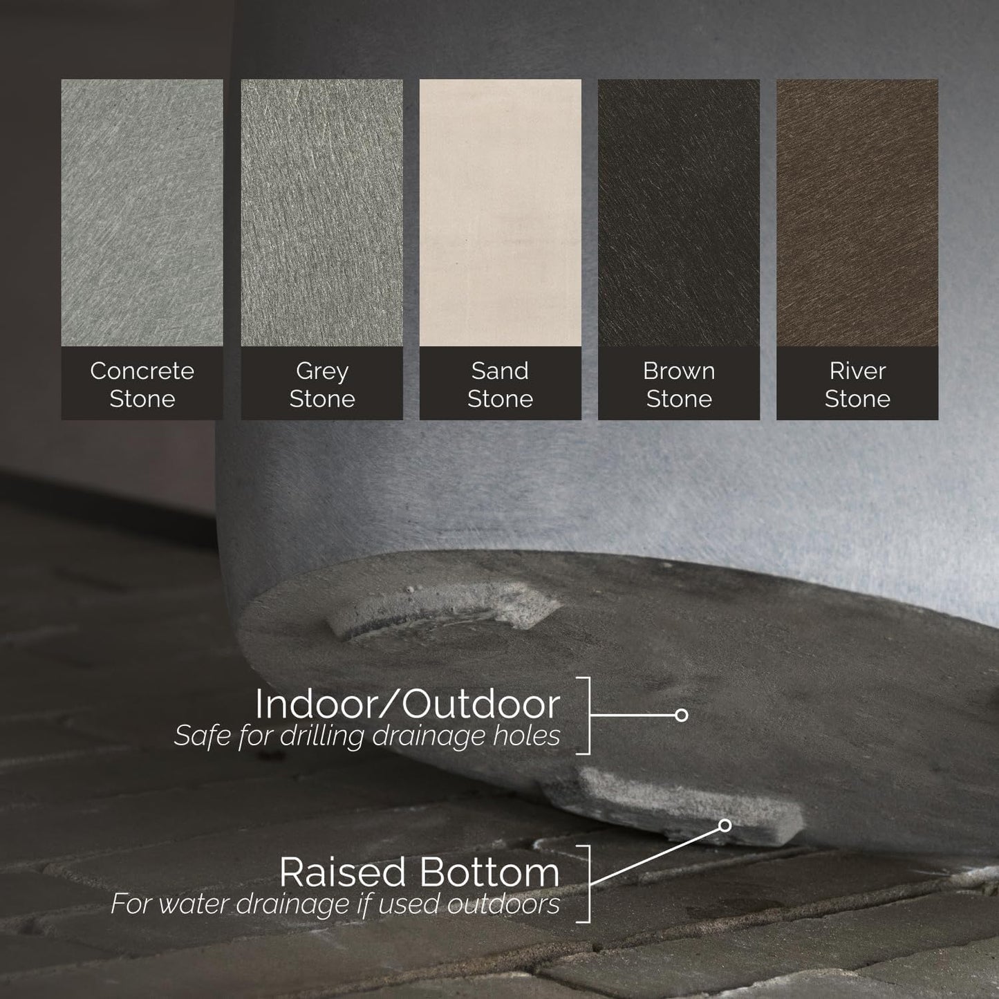 Mondo High Tall Planter – Concrete Stone Finish – Fiberglass Indoor/Outdoor and Weather-Resistant Round Planter (17.7" D x 30.9" H Exterior, 16.5" D x 30.7" H Interior)