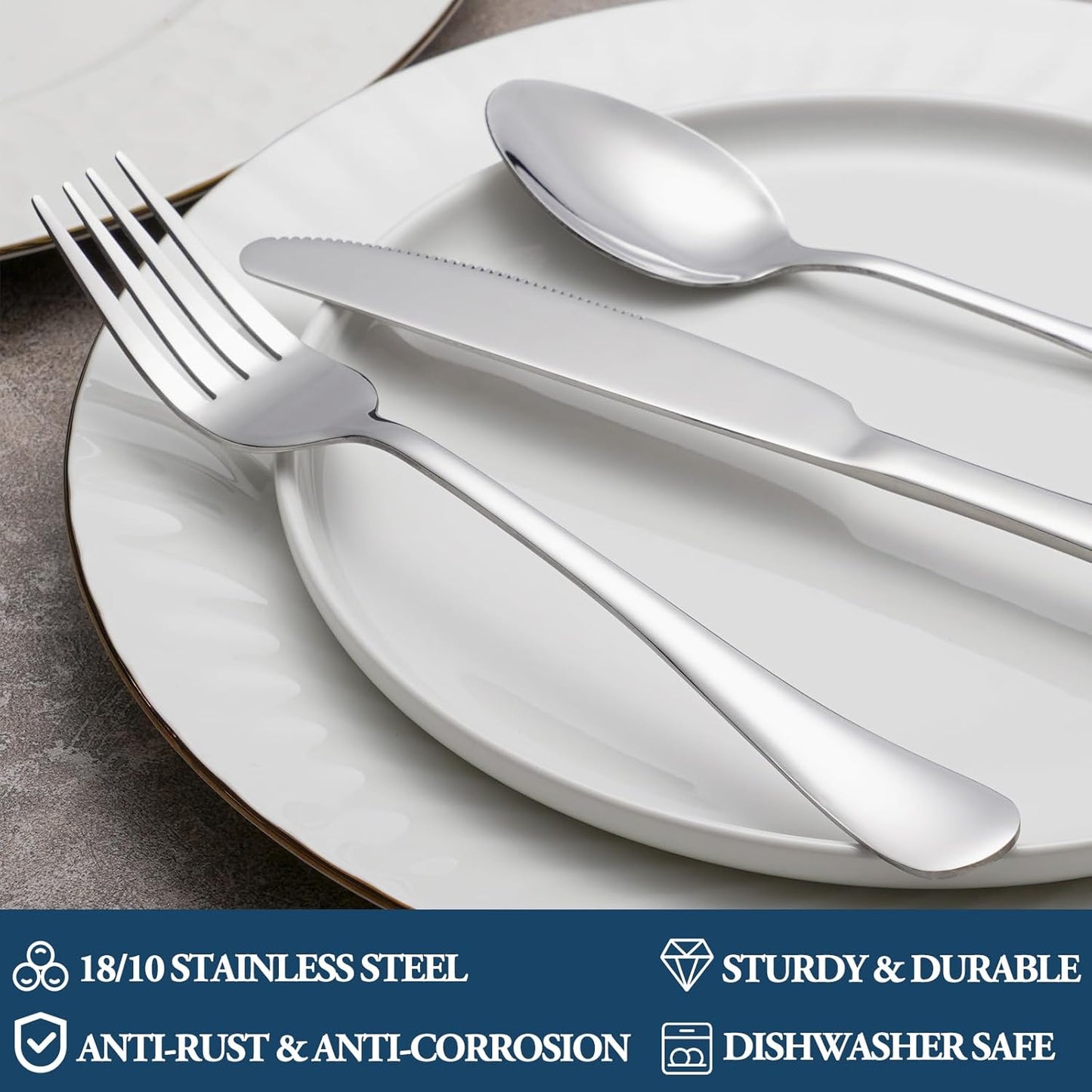12 Piece Dinner Forks Set, Food-Grade Stainless Steel Silverware Forks, Cutlery Fork, Metal Fork for Home, Kitchen or Restaurant, Mirror Polished, Dishwasher Safe - 8 Inch
