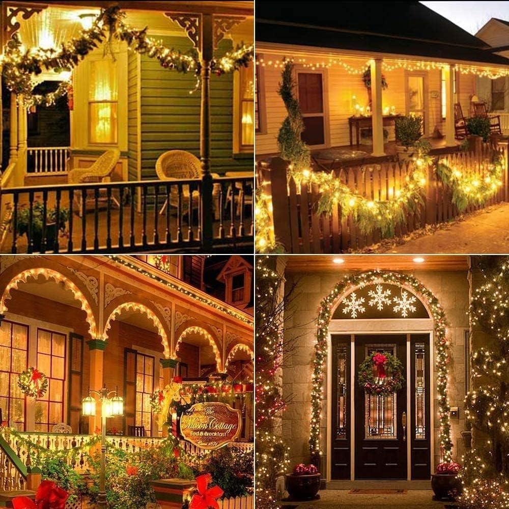 Joomer Solar Fairy Lights, 4-Pack Total 104FT 320LED Solar String Lights Outdoor Waterproof 8 Lighting Modes for Patio Fence Party Garden Yard Home Holiday Tree Outdoor Decoration (Warm White)