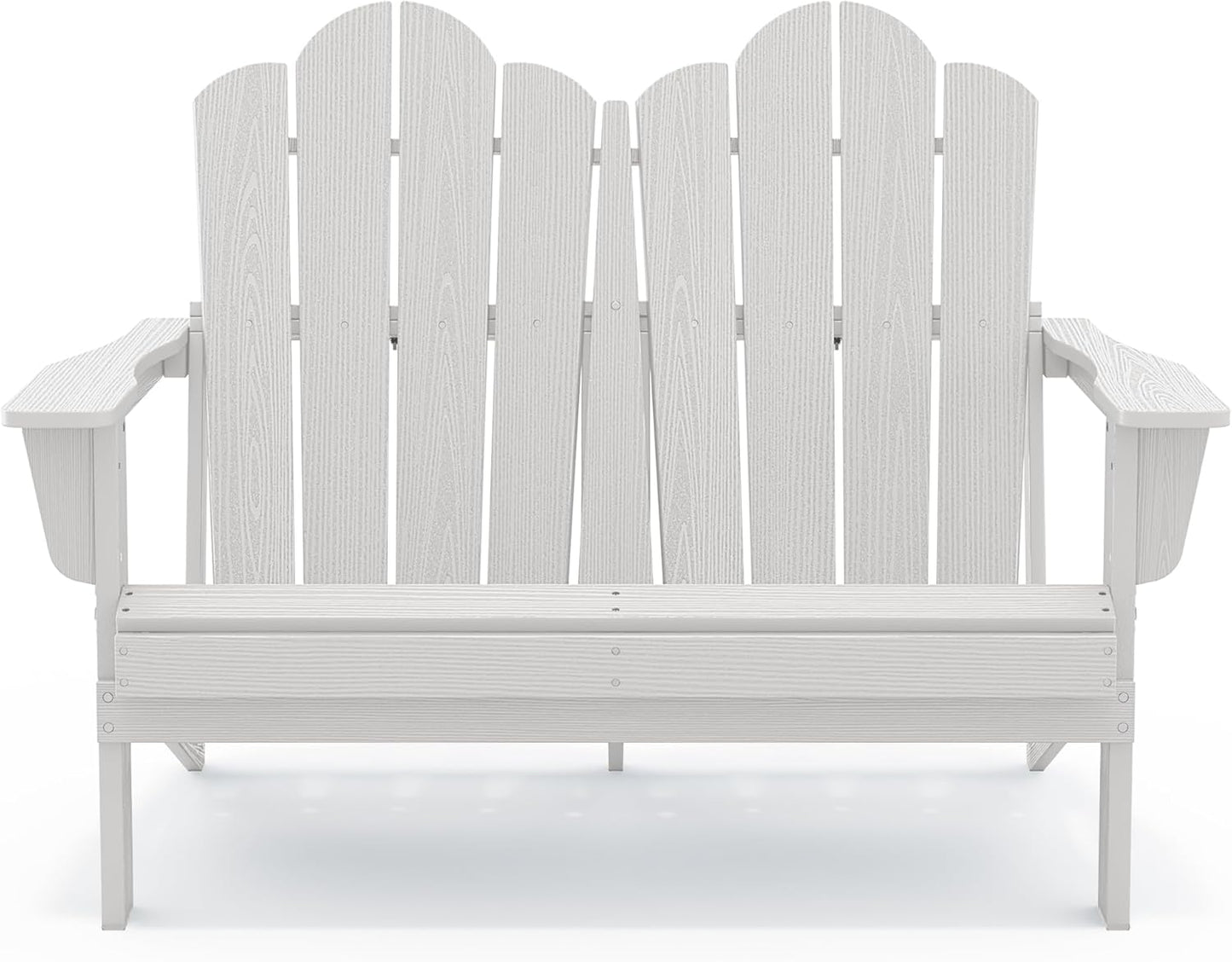 SERWALL Folding Adirondack Bench Set of 2, HDPE All-Weather Adirondack Loveseat, Folding Outdoor Bench, Whire