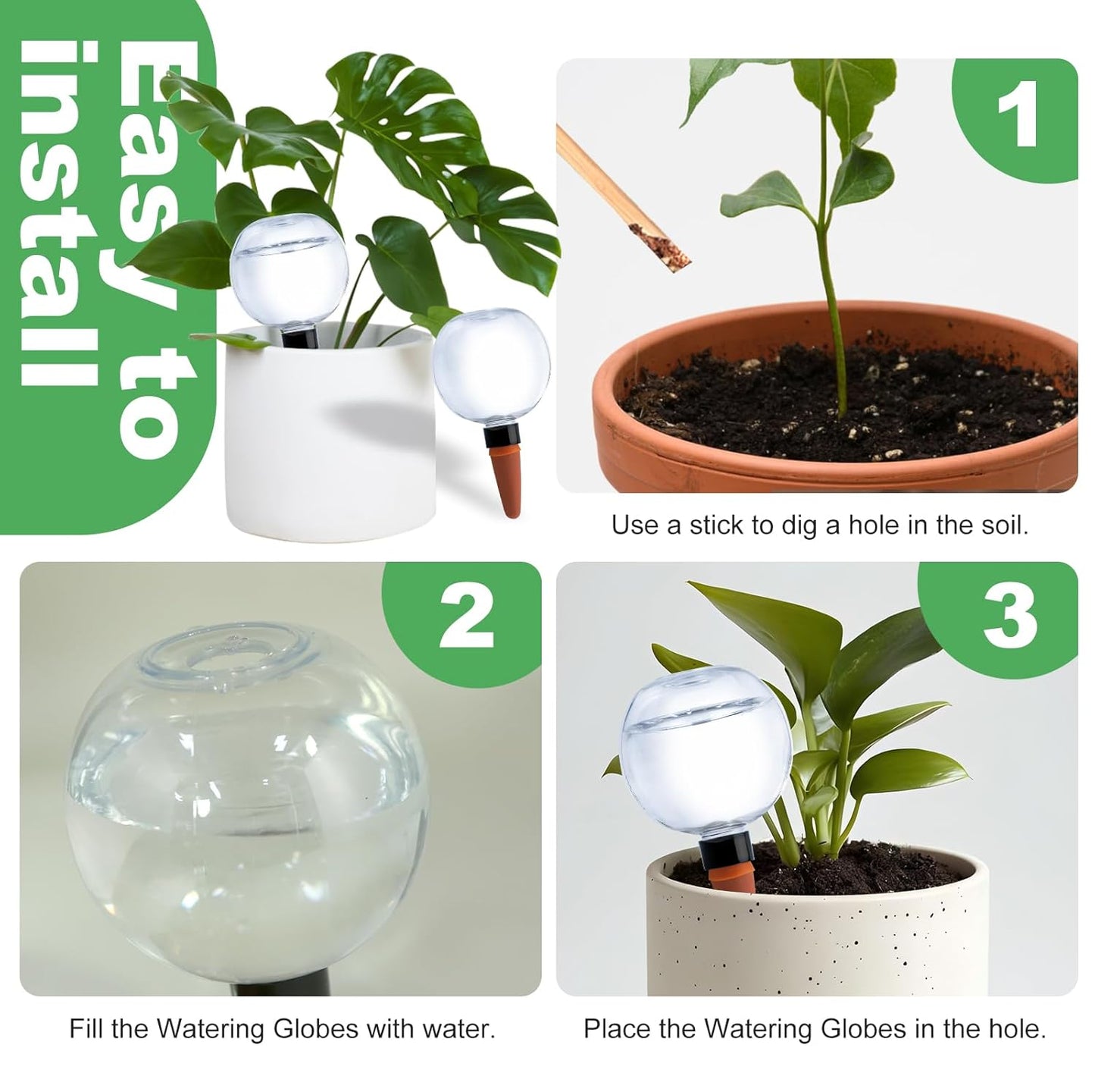 4 Pack Plant Watering Globes 17oz Self Watering Planter Insert Indoor/Outdoor Plant Watering Devices for Automatic Drip Irrigation