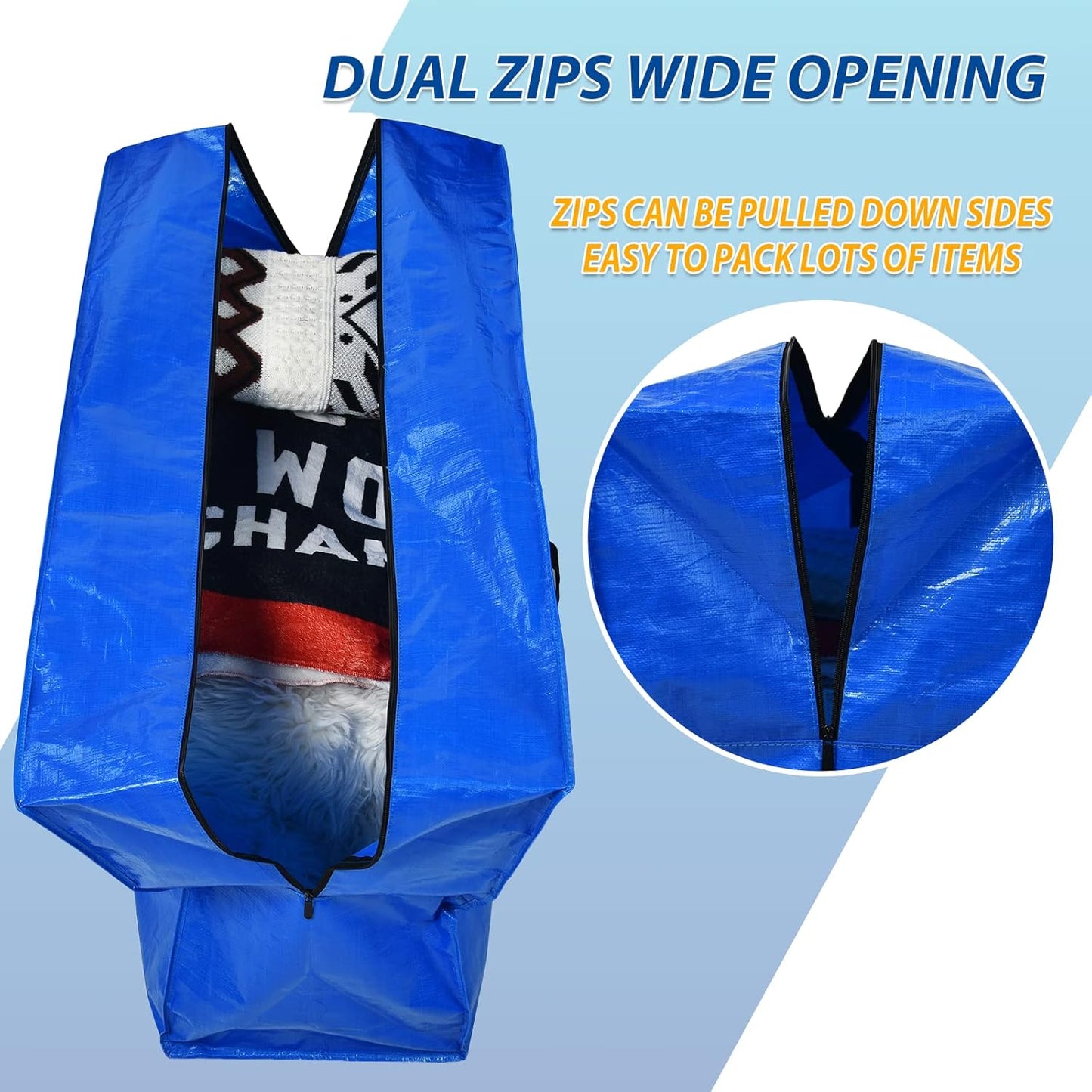 168 Gallon Extra Large Storage Bags, Zippered Outdoor Cushion Furniture Storage Bag with Handles,Jumbo Large Moving Bags Heavy Duty, Christmas Tree Bag, 65x30x20 inch - 1PACK