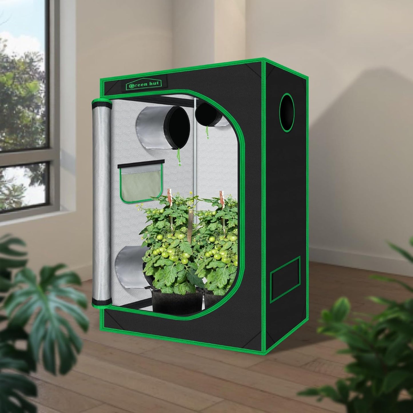 Indoor Grow Tent 48"x24"x60" 600D Mylar Hydroponic for Indoor Plant Tent with Observation Window and Removable Floor Tray 4x2