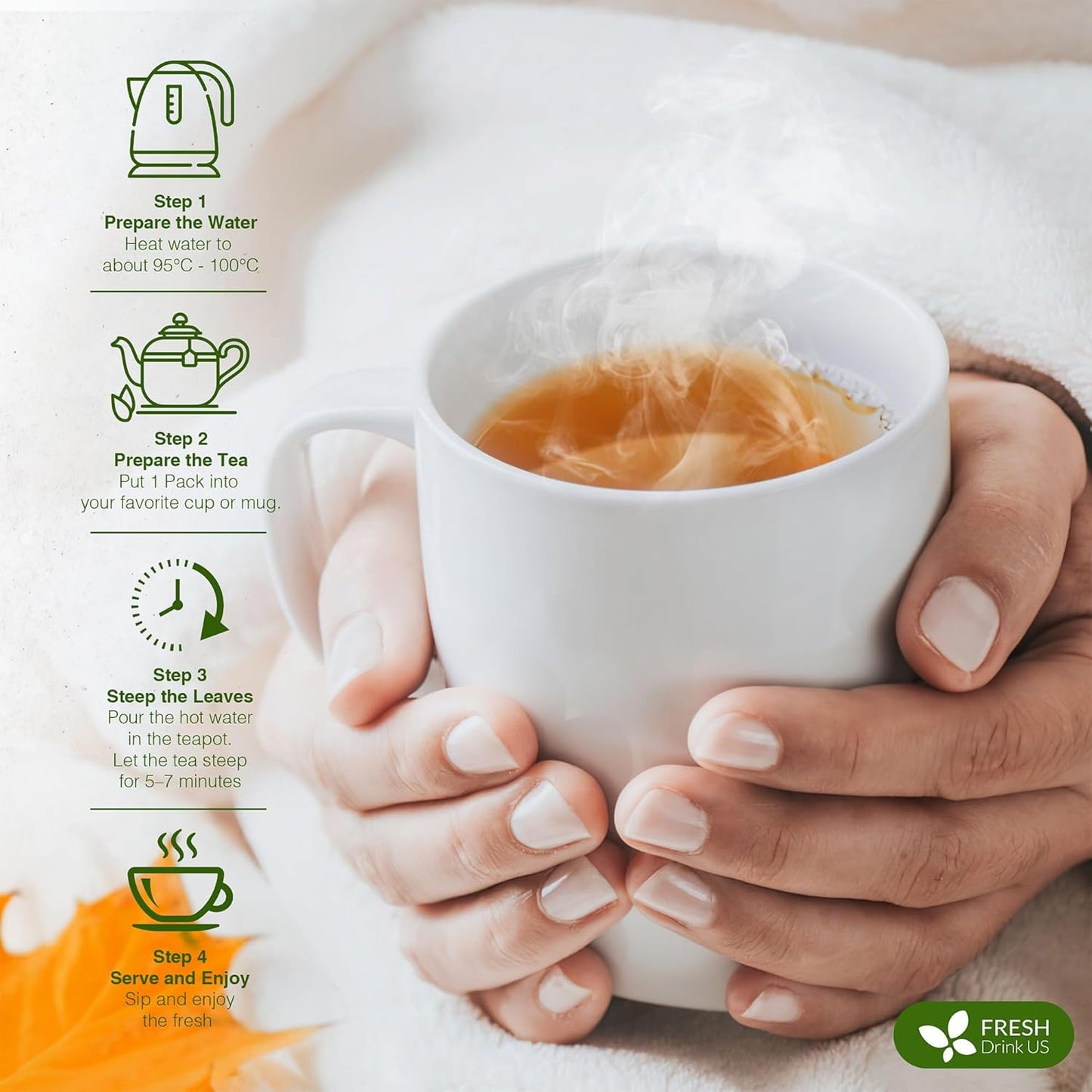 FreshDrinkUS, Super Soursop Herbal Tea – 60 Tea Bags | Soursop, Ginger, Turmeric, Lemongrass, Cinnamon, Black Pepper & Peppermint | Caffeine-Free, Natural Flavor, Plant-Based Blend | Sugar-Free