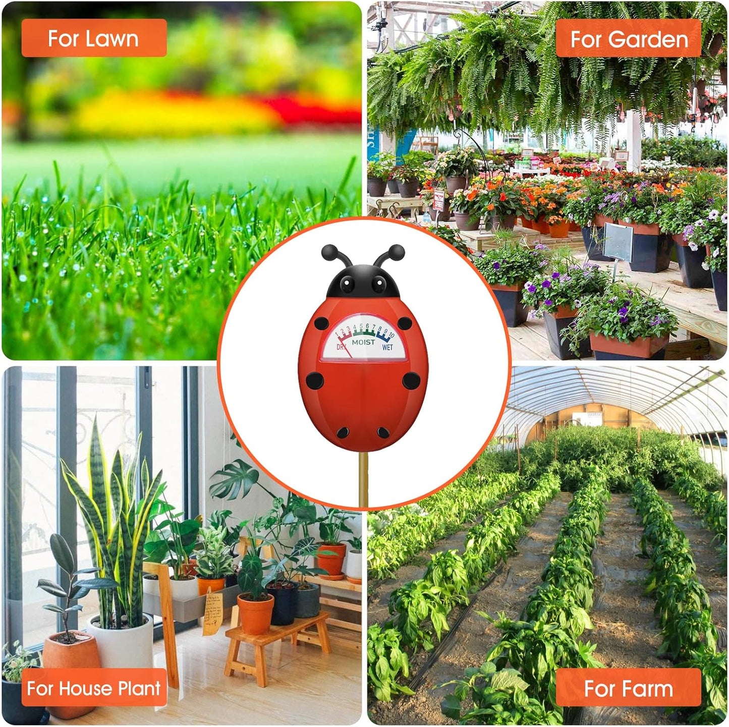 UNIWA Soil Moisture Meter, Plant Moisture Meter, Soil Hygrometer Sensor for Gardening, Farming, Indoor, and Outdoor Plants, Plant Water Monitor Gardening Gifts, No Batteries Required, 2-Pack