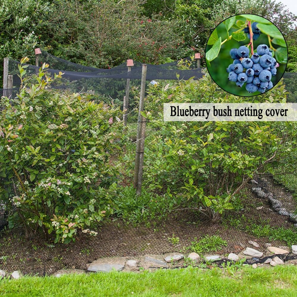 Junflying Bird Netting, 10x30 FT – 1/2" Mesh, Woven Black Netting for Garden Protection with Ties, Protects Vegetables, Fruit Trees, Blueberry Bushes & Strawberry Plants