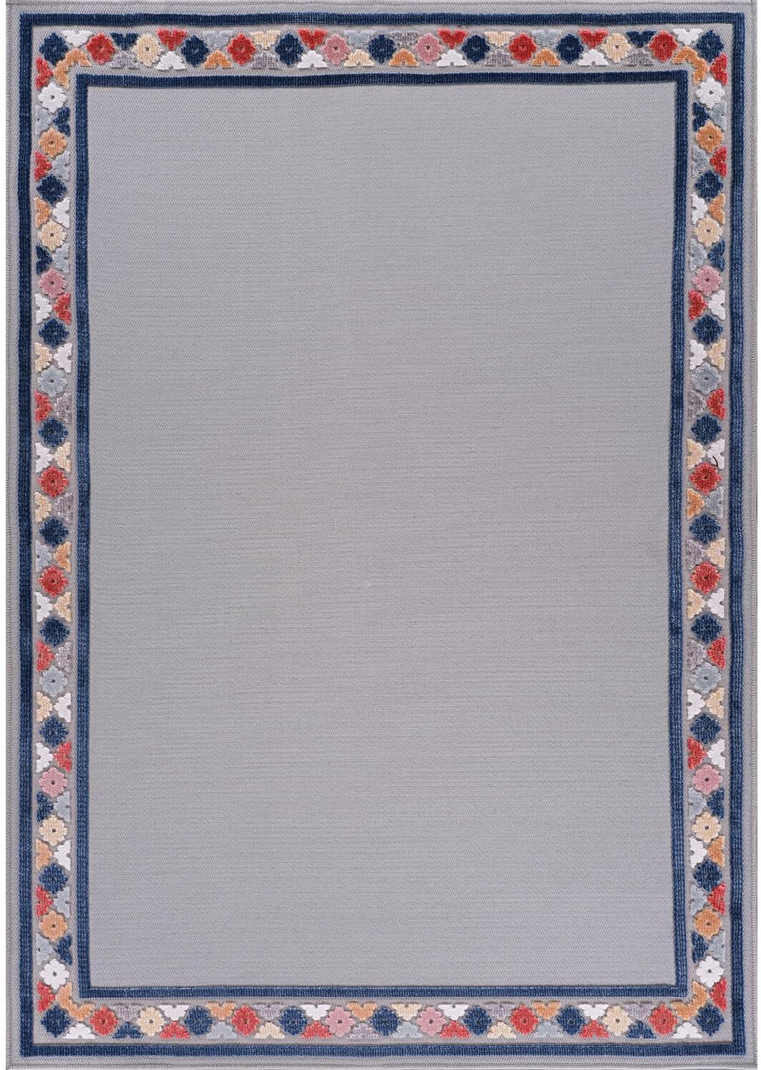 Beverly Rug Outdoor Rug 9x12 Modern Bordered Large Area Rugs for Indoor and Outdoor Patio Easy to Clean Non Shedding Living Room Porch Garden Washable Outside Carpet (9 x 12 Gray)