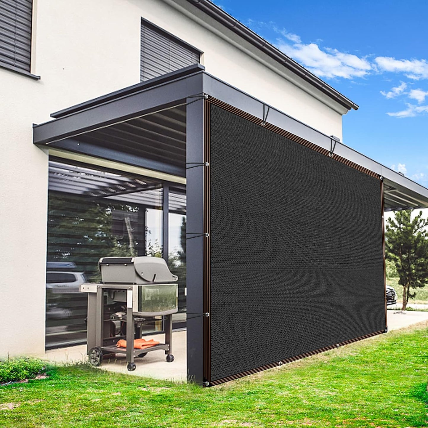 QLOFEI Shade Cloth for Patio, 80-90% Sunblock Sails for Garden Pergola Outdoor, Sun Shade Cloth with Grommets for Kennel Chicken Coop Lawn Easier to Hang Neting Cover, 24x24 FT