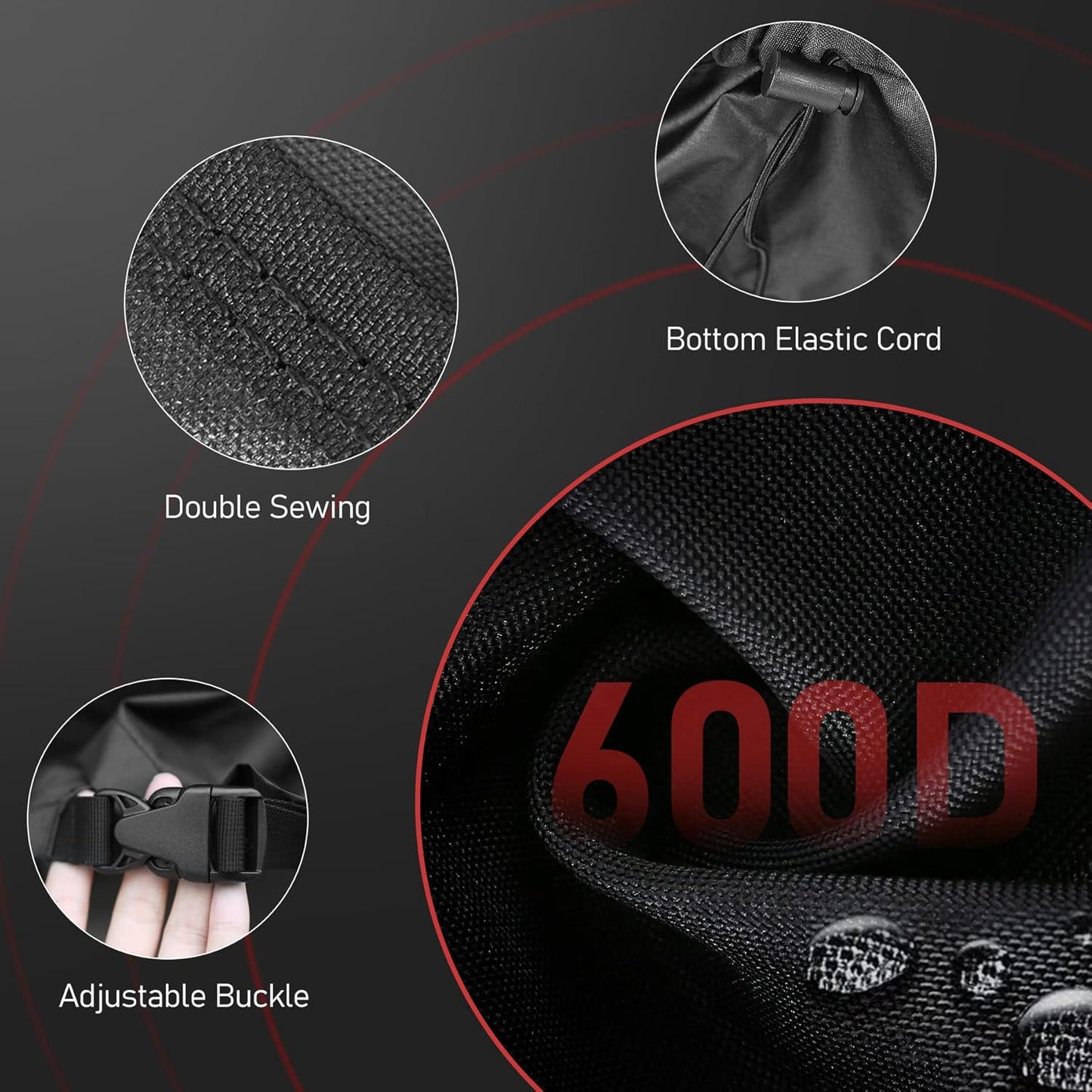 Fire Pit Cover Round 50 Inch - Outdoor Firepit Cover Heavy Duty & Waterproof, 600D Patio Fire Table Cover Large Gas Fire Pit Accessories Fade & Weather Resistant - 50 x 50 x 24 Inch