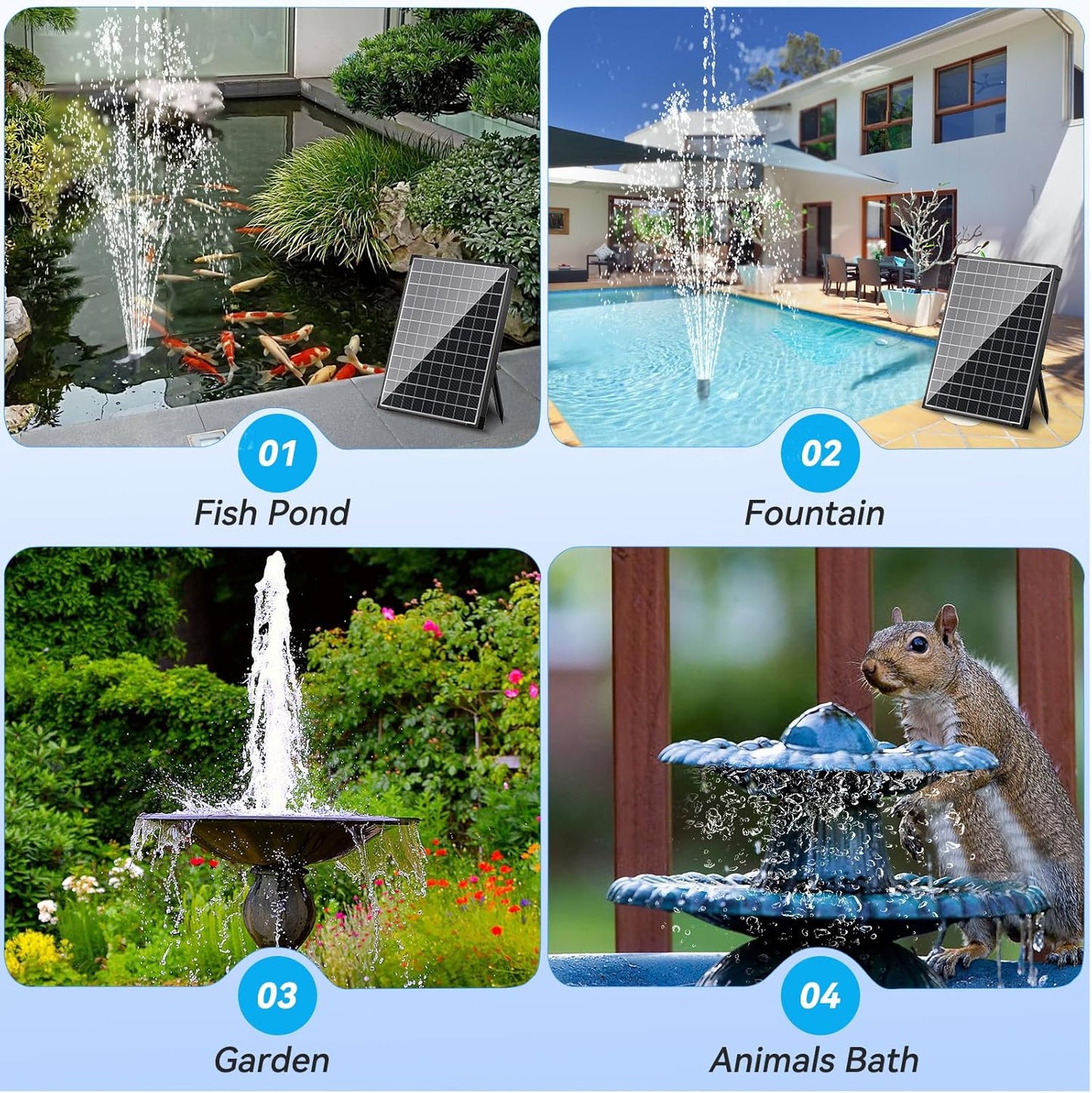 POPOSOAP 25W Solar Water Pump, Solar Water Fountain with Flow Adjustable, Pond Pump with Water Shortage Protection & Diverter Valve & 16.5FT Cord for Ponds, Garden, Fish Tank, Waterfall, Hydroponics