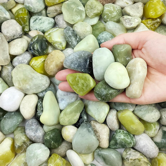 5 lbs Green River Rocks for Plants, 1-2 Inch Polished Jade Pebbles for Indoor Plants, Decorative Rocks for Succulent, Landscaping, Vases, Yard and Garden
