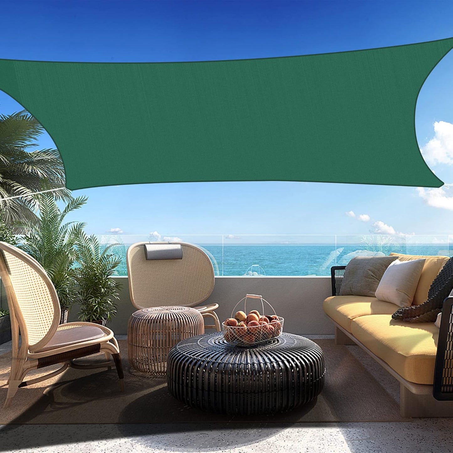 10' x 11' Green Rectangle Sun Shade Sail SSP1212 Canopy Durable Fabric UV Block Awning We Make Custom Orders