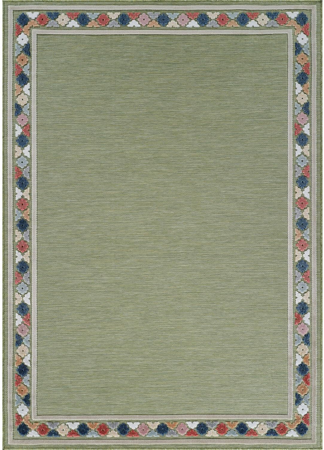 Beverly Rug Outdoor Rug 9x12 Modern Bordered Large Area Rugs for Indoor and Outdoor Patio Easy to Clean Non Shedding Living Room Porch Garden Washable Outside Carpet (9 x 12 Green)