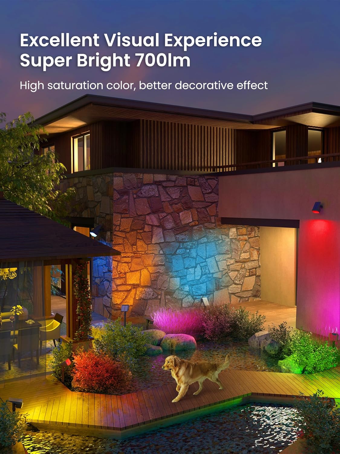 Solar Spot Lights Outdoor, 9 Lighting Modes RGB, Solar Lights Outdoor Waterproof IP65, 63 LED Landscape Spotlights for Holiday Decorations