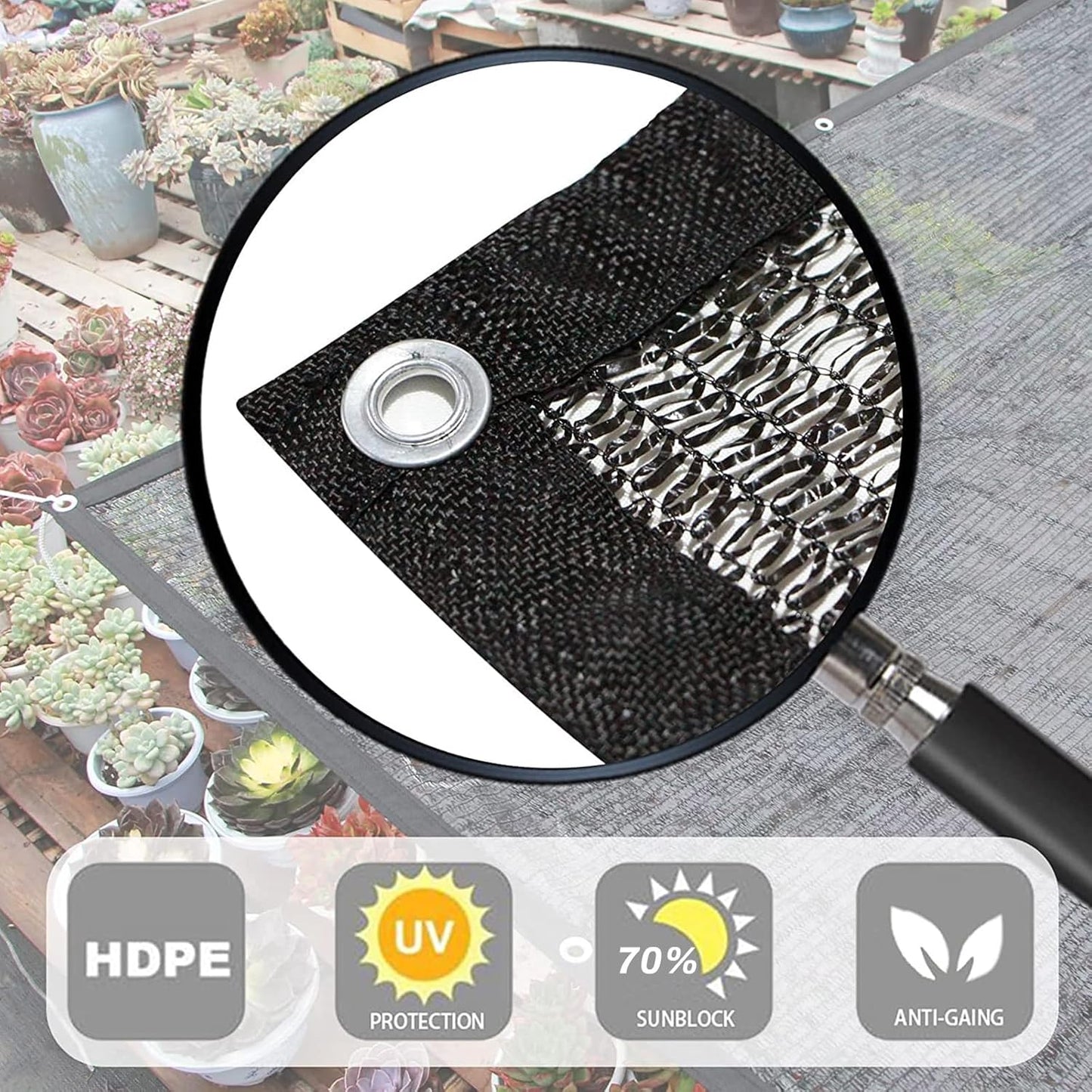 LOVE STORY 6x12FT 70% Black Shade Cloth Sun Shade Net with Grommets Sunblock Net Mesh Tarp for Garden,Plants Cover,Greenhouse and Patio