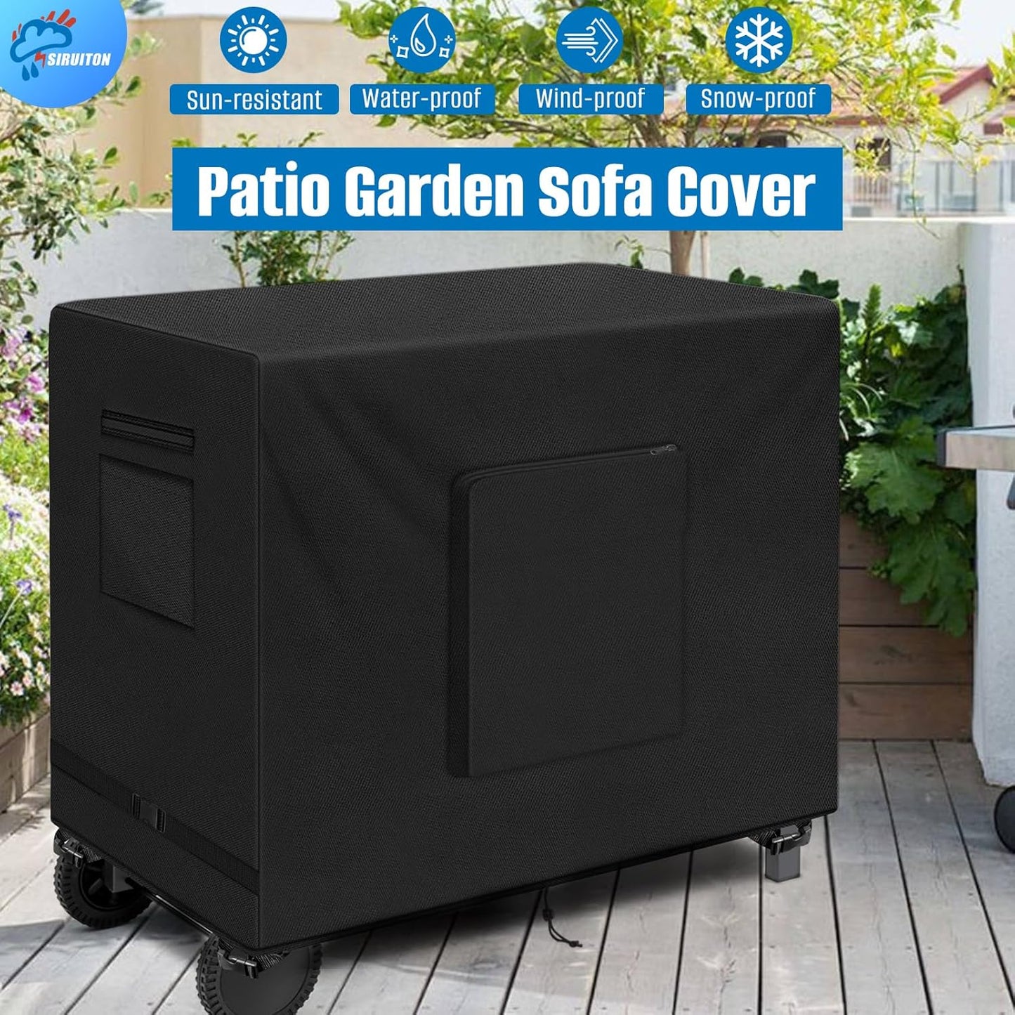 SIRUITON Outdoor Bar Cart Cover for 36 Inch Portable Outdoor Table, Heavy Duty 600D Oxford Fabric Outdoor Waterproof BBQ/Worktable Metal Movable Table Cover