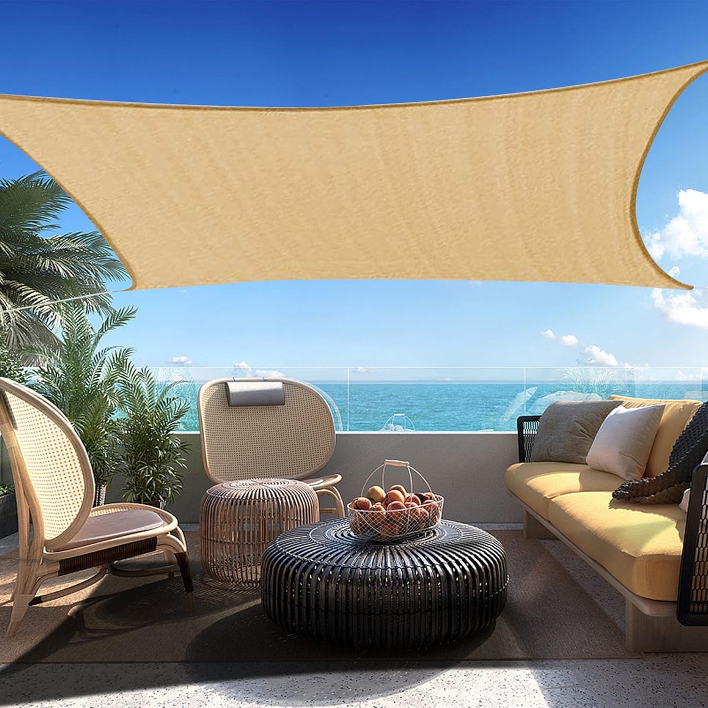 15' x 20' Sand Beige Rectangle Sun Shade Sail SSP1212 Canopy Durable Fabric UV Block Awning,We Make Custom Orders