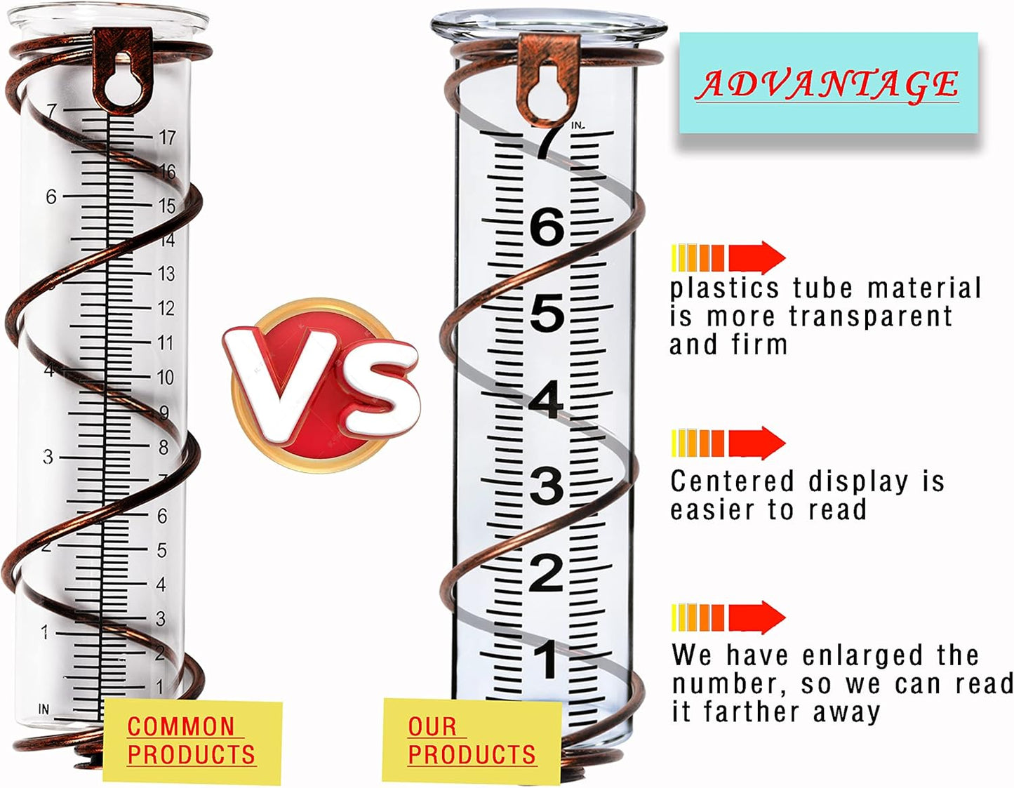 JMBay 7 inch Plastic Rain Gauge Replacement Tube, Freeze Proof and Crack Resistance Outdoor Rain Gauges Replacement Tube Plastic for Garden,Yard, Home, Best Rated, 2 pcs Tubes with 1 Clean Brush
