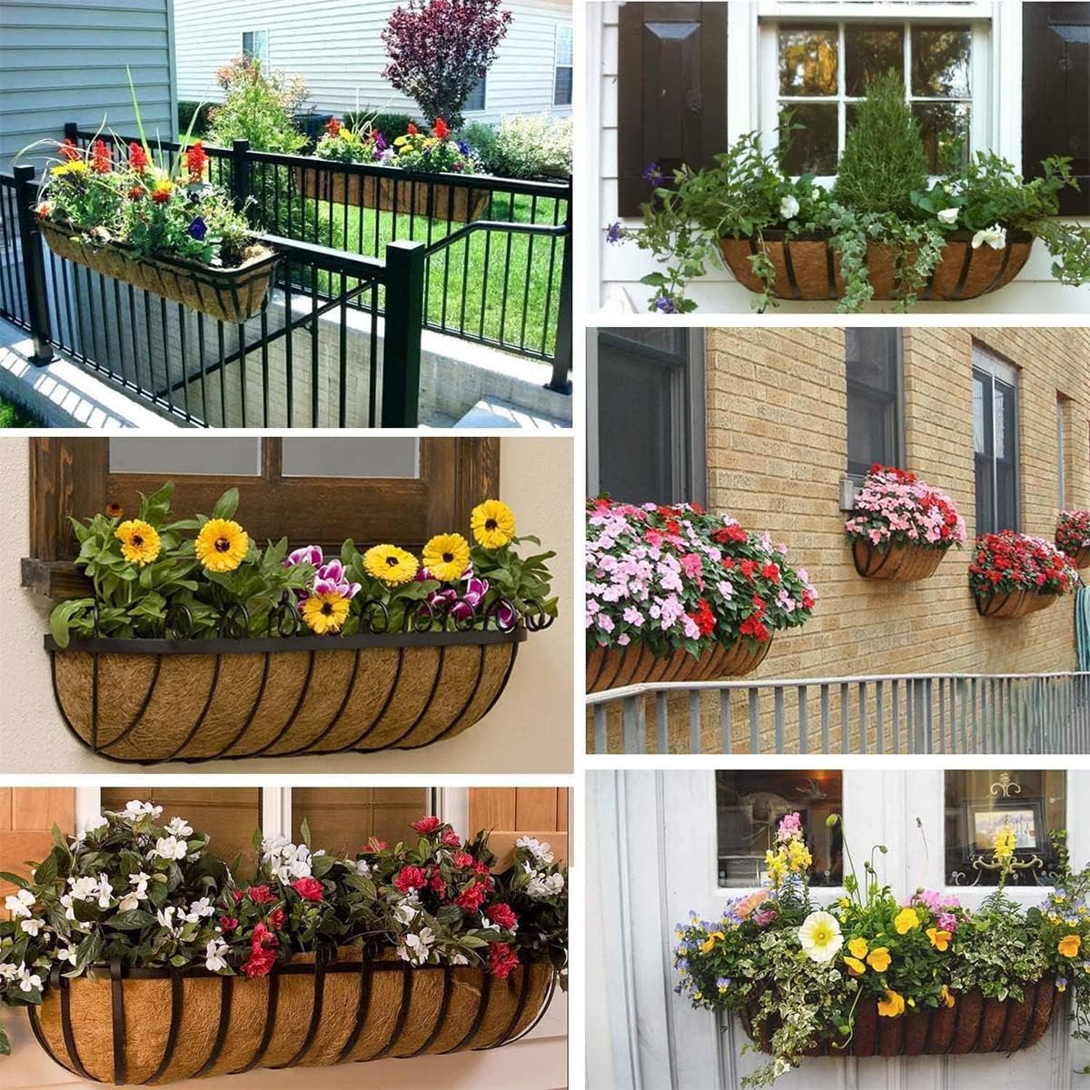 2pcs Trough Coco Liner 24 inch Wall Planter Replaceable Coco Liner for Window Box, Fence Flower Baskets