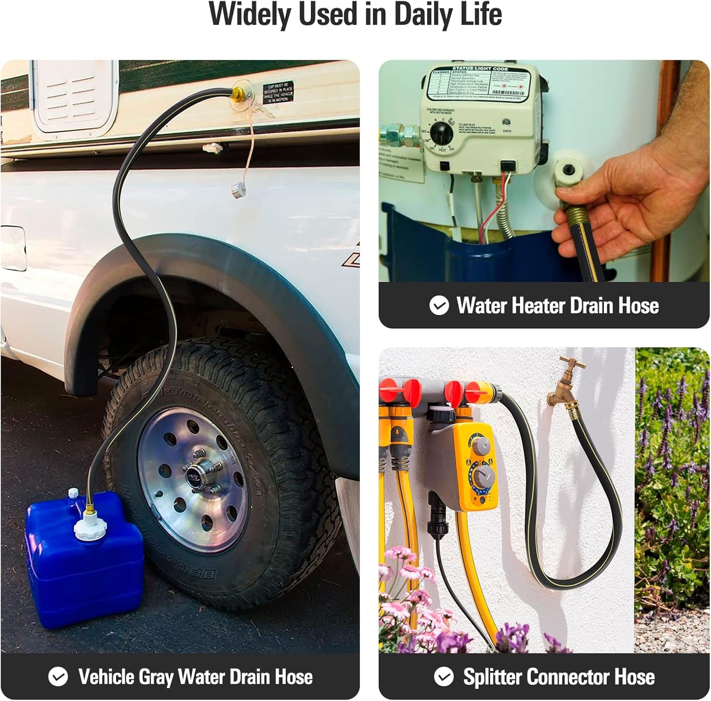 Solution4Patio Short Leader Garden Hose 3/4 in. x 10 ft. -Heavy Duty Durable Flexible Lightweight Water Pipe -Brass Aluminum Ends for Household & Commercial -Kink Free, Leakproof, Male/Female Fittings