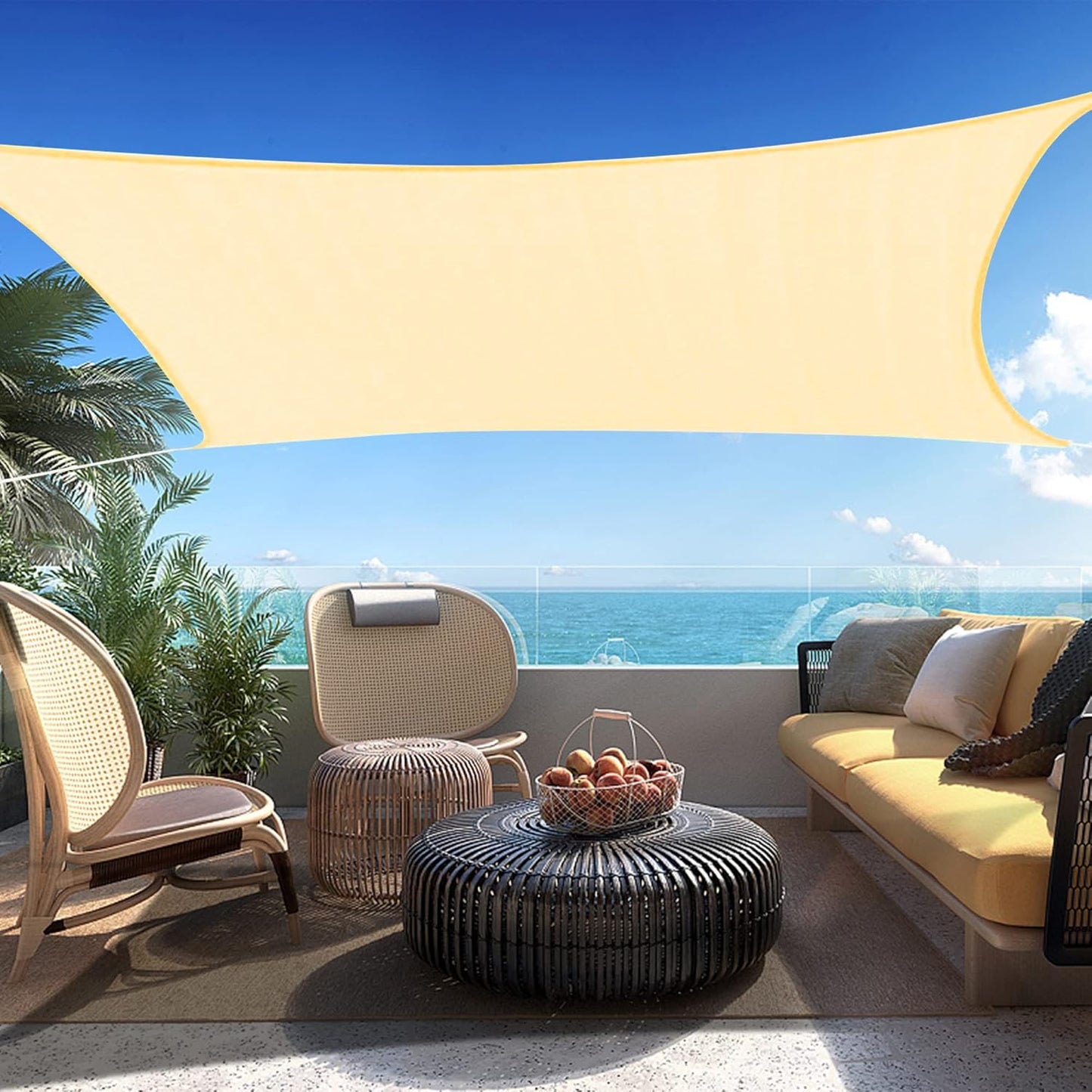 12' x 19' Beige Rectangle Sun Shade Sail SSP1212 Canopy Durable Fabric UV Block Awning,We Make Custom Orders