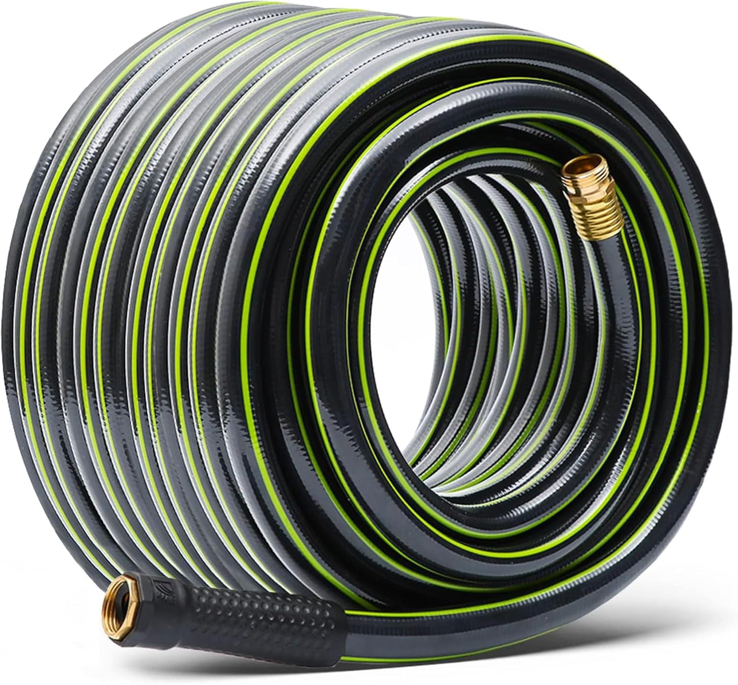 Worth Leader Long Garden Hose 5/8 in. x 100 ft. -No Kink, Flexible, Leakproof, Male to Female Fittings -Heavy Duty Durable PVC Lightweight Water Pipe with Brass Aluminum Ends for Household & Yard Use