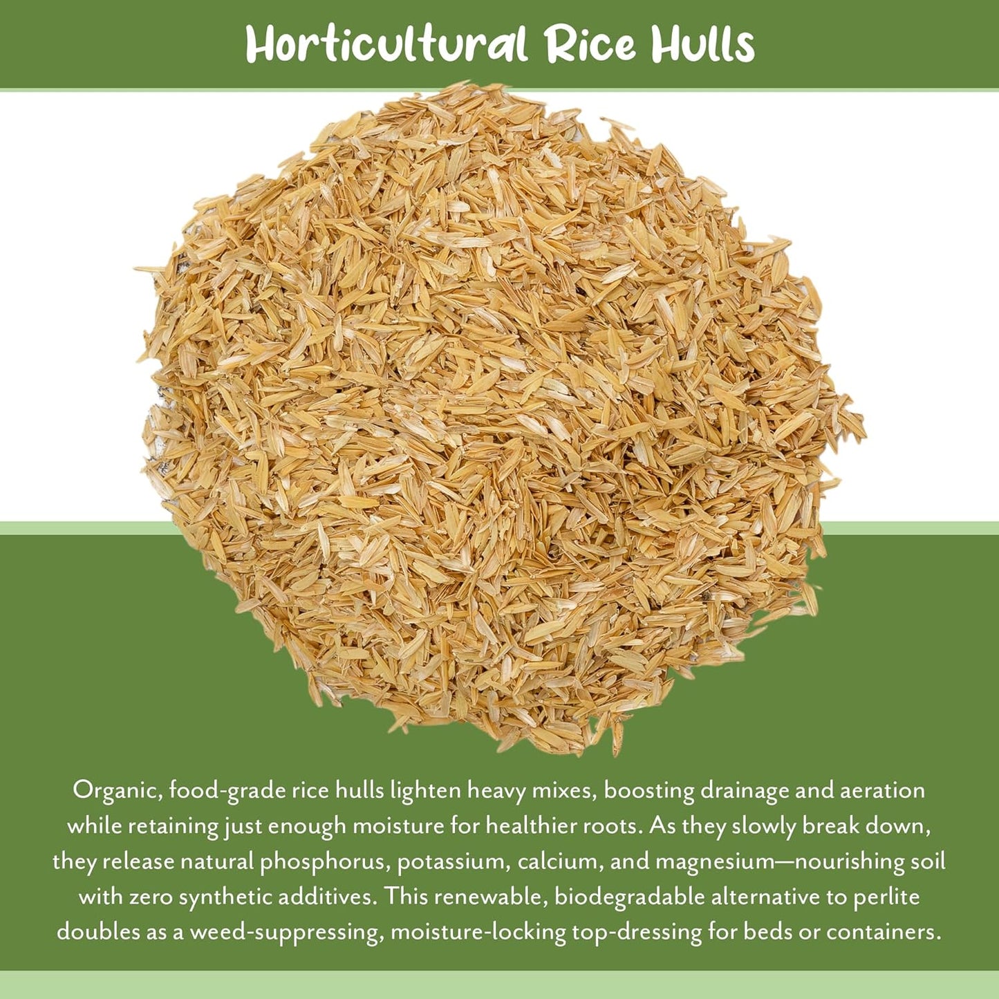 Organic Horticultural Grade Rice Hulls (1 Quart); All-Natural Soil Amendment for Houseplants, Gardening, Seed Starting & Chicken Bedding