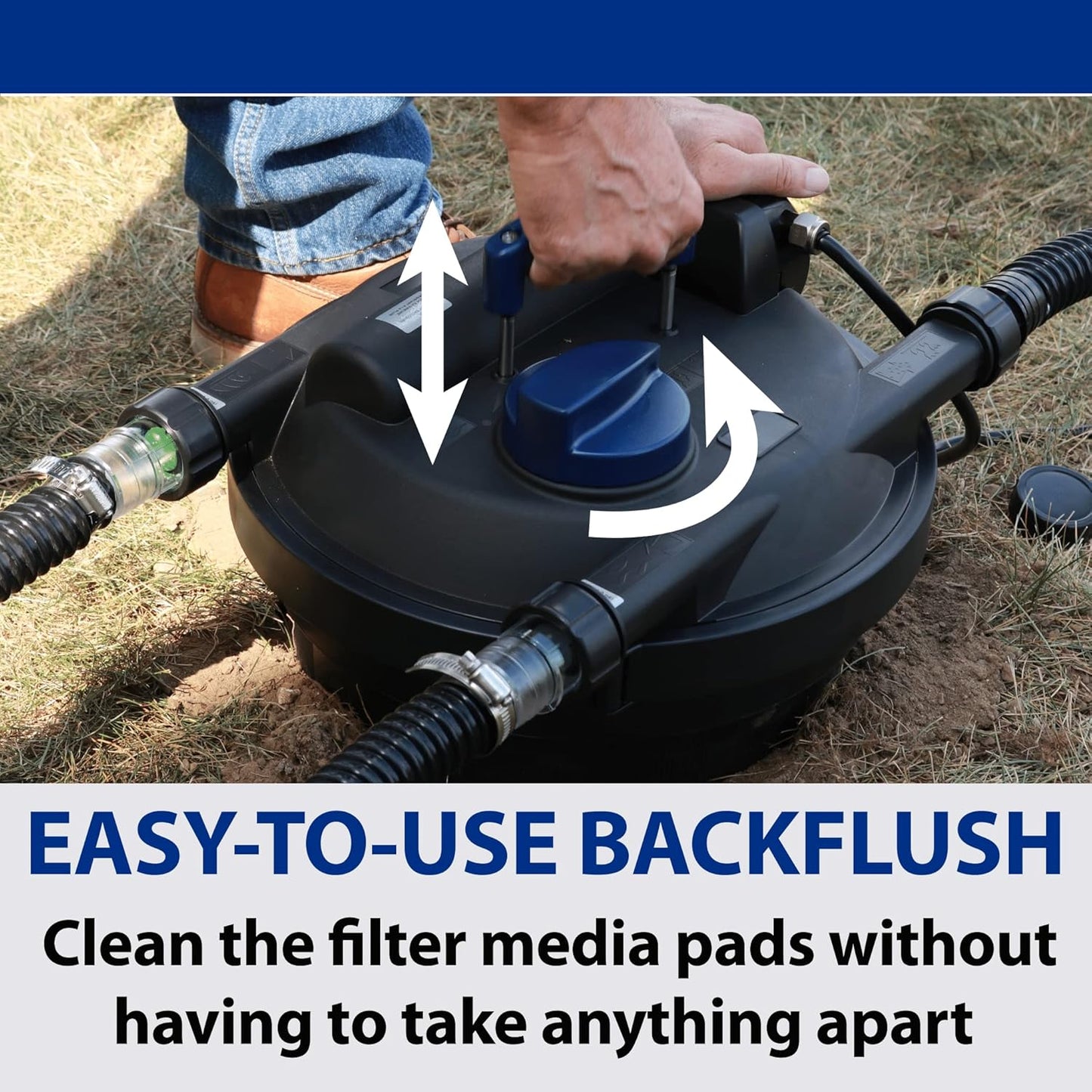 The Pond Guy AllClear G2 Bio Pressure Filter & Ultraviolet Light Clarifier with Backflush System, Pressurized External UVC Biological & Mechanical Filtration, Koi Fish Water Garden, All Clear 3500
