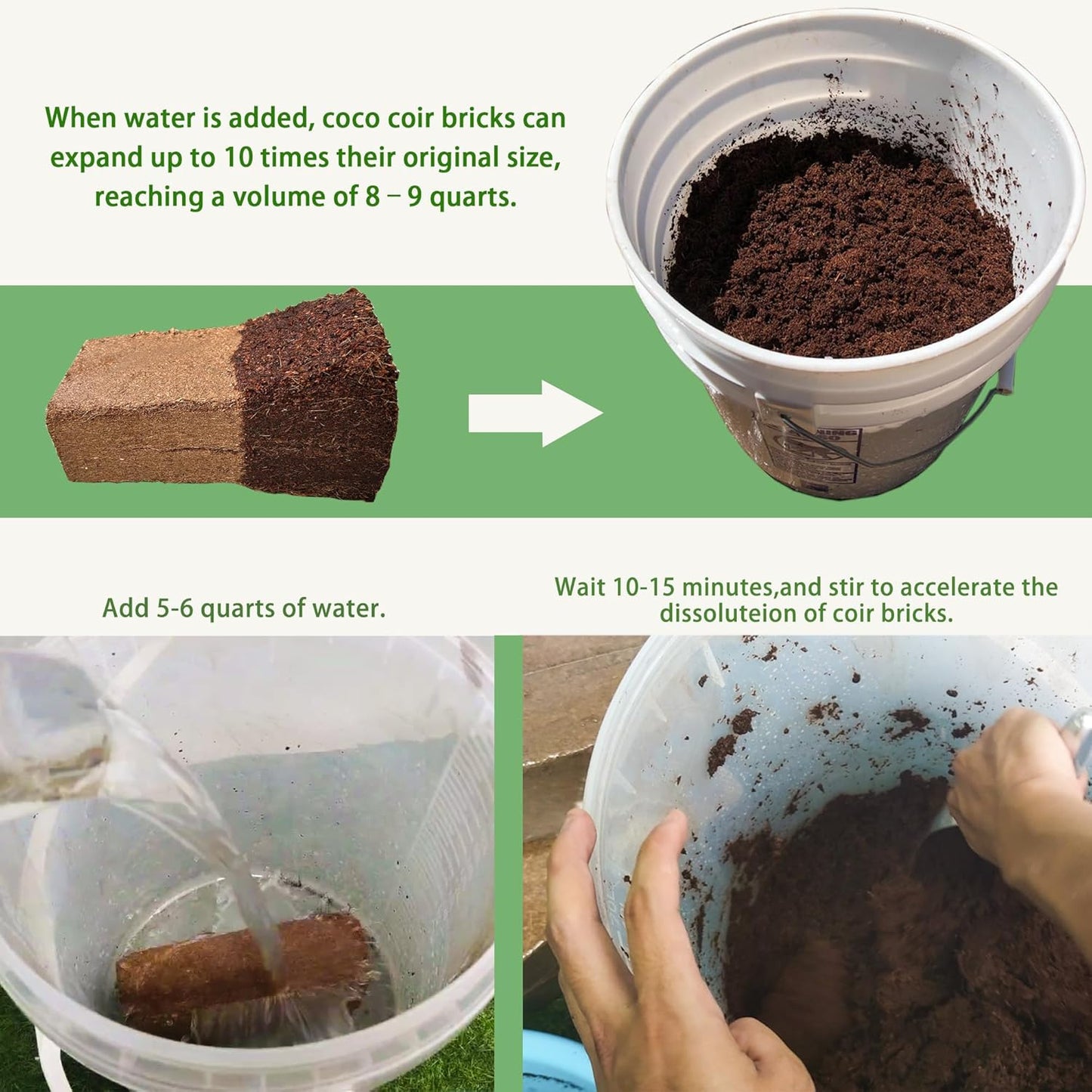 Coco Coir for Organic Coconut Coir- 12 Pack Coco Coir Brick- Coconut Soil with Low EC & PH Balance-Coco Fiber for Herbs& Flowers- High Expansion-Renewable Coco Soil for Planting