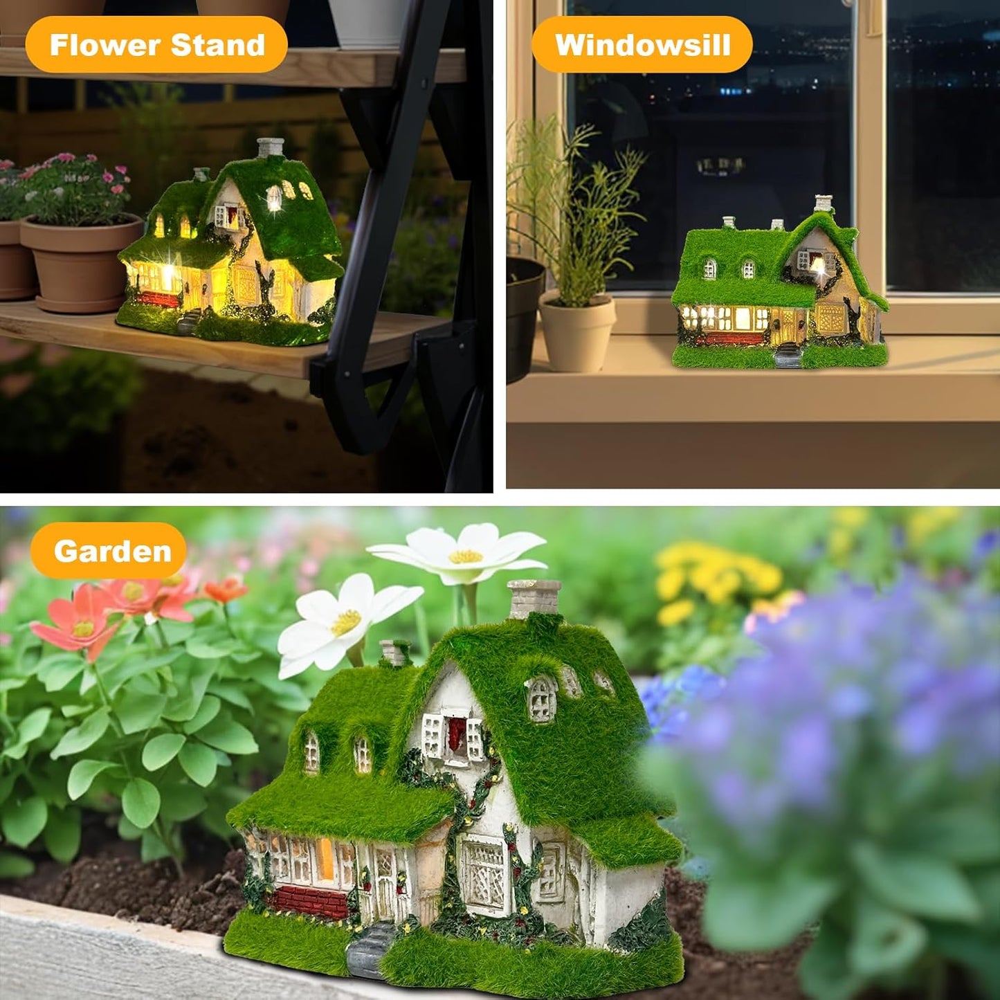 Solar Garden Outdoor Statue Light - Fairy House Lawn Decoration for Patio, Balcony, and Yard - Unique Gift for Any Occasion