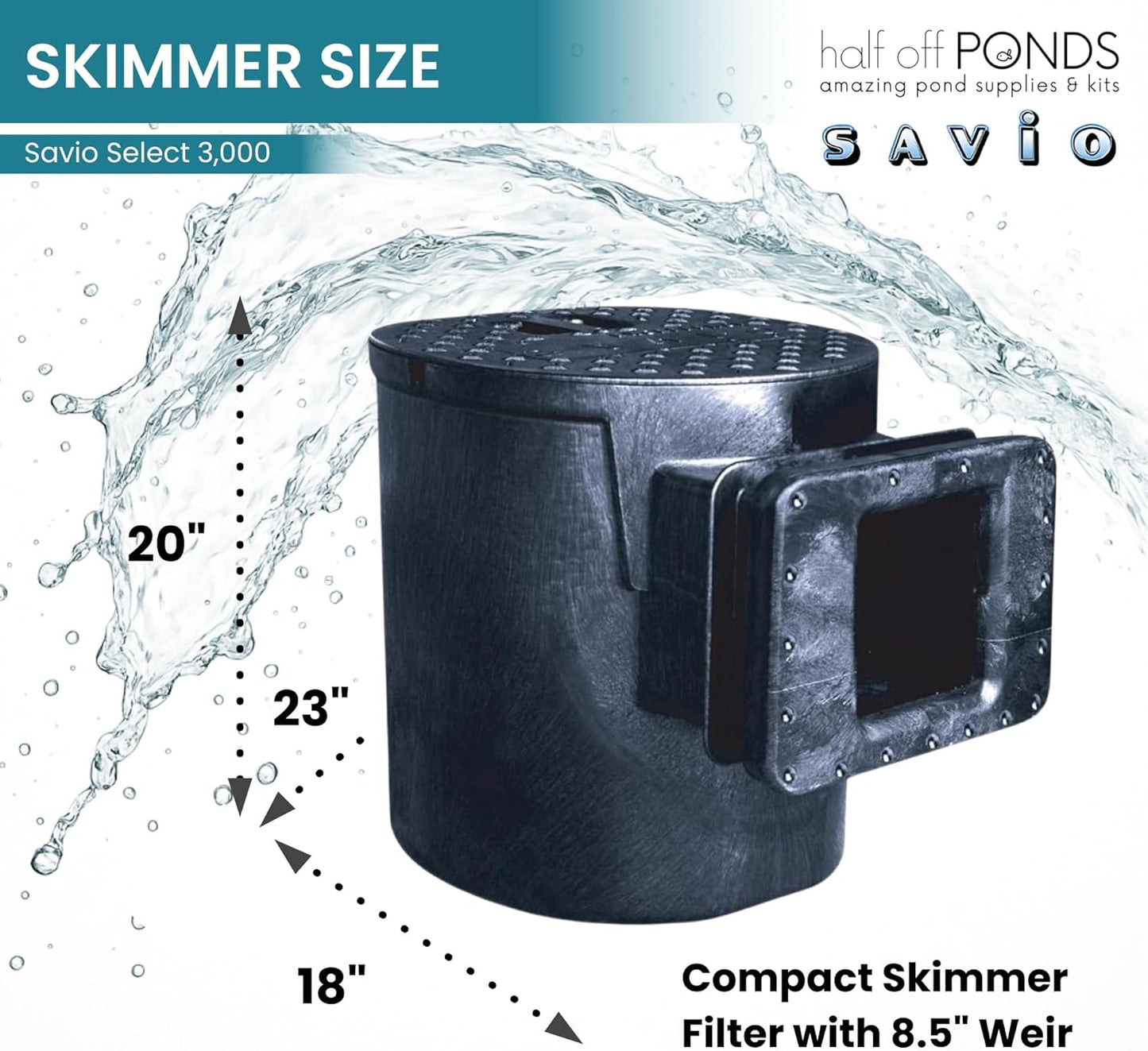 HALF OFF PONDS Savio Select 3,000 GPH Submersible Pump Pond Kit with 20' x 20' PVC Plastic Pond Liner for Water Garden & Koi Pond