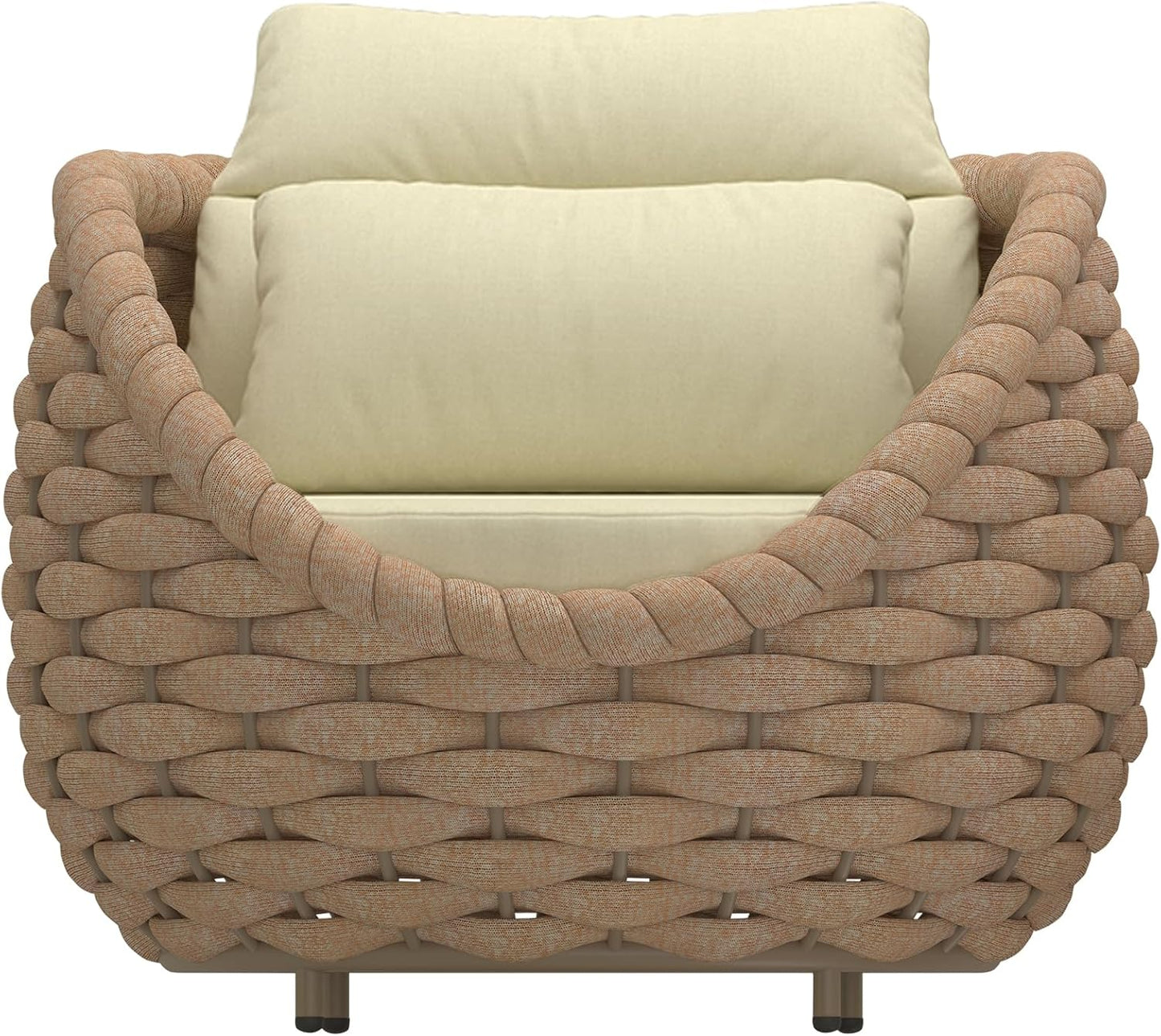 TWT 4 Pieces Patio Sofas, All-Weather Teslin Rope Balcony Furniture with Cushions & Pillows, Patio Couch Outdoor Patio Furniture Set for Indoor, Balcony, Backyard, Deck, Poolside, Light Brown