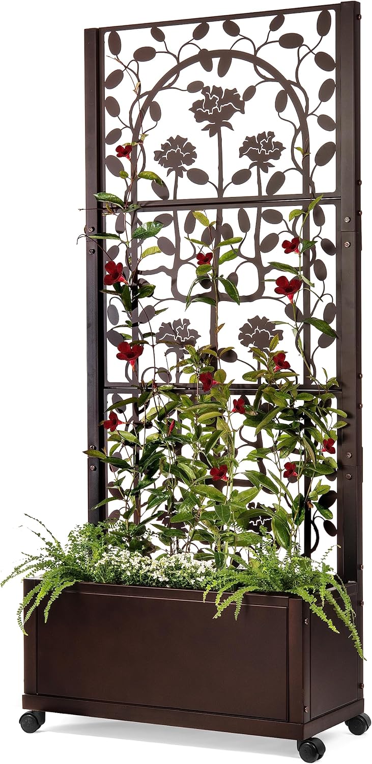 H Potter Trellis Planter Box for Outdoor Plants Privacy Screen for Patio Garden Deck Balcony