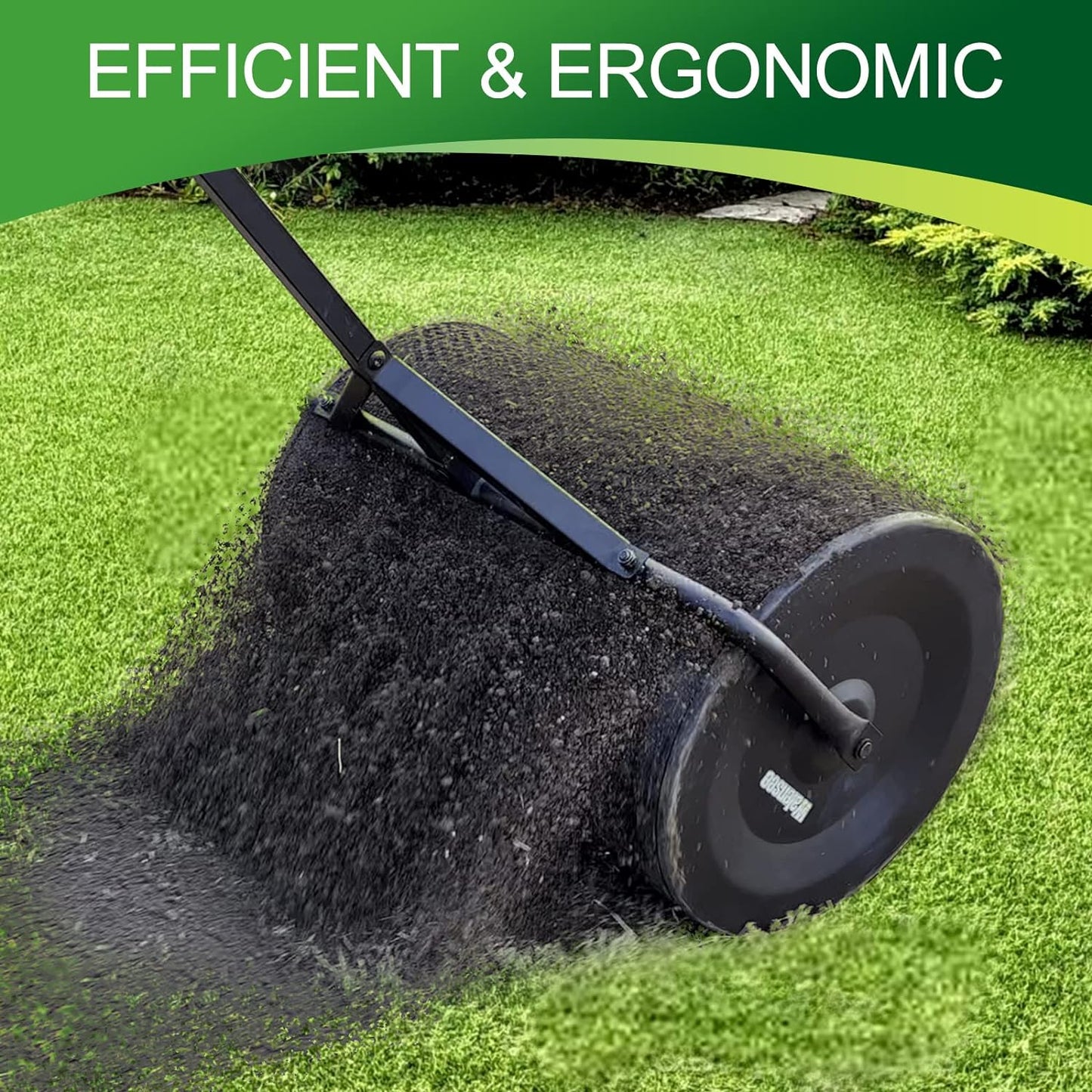 Walensee 24 Inch Compost Spreader Peat Moss Spreader with Upgrade T Shaped Handle for Planting Seeding Durable Lightweight Metal Mesh Spreader for Lawn and Garden Care Manure Spreaders Roller Patented