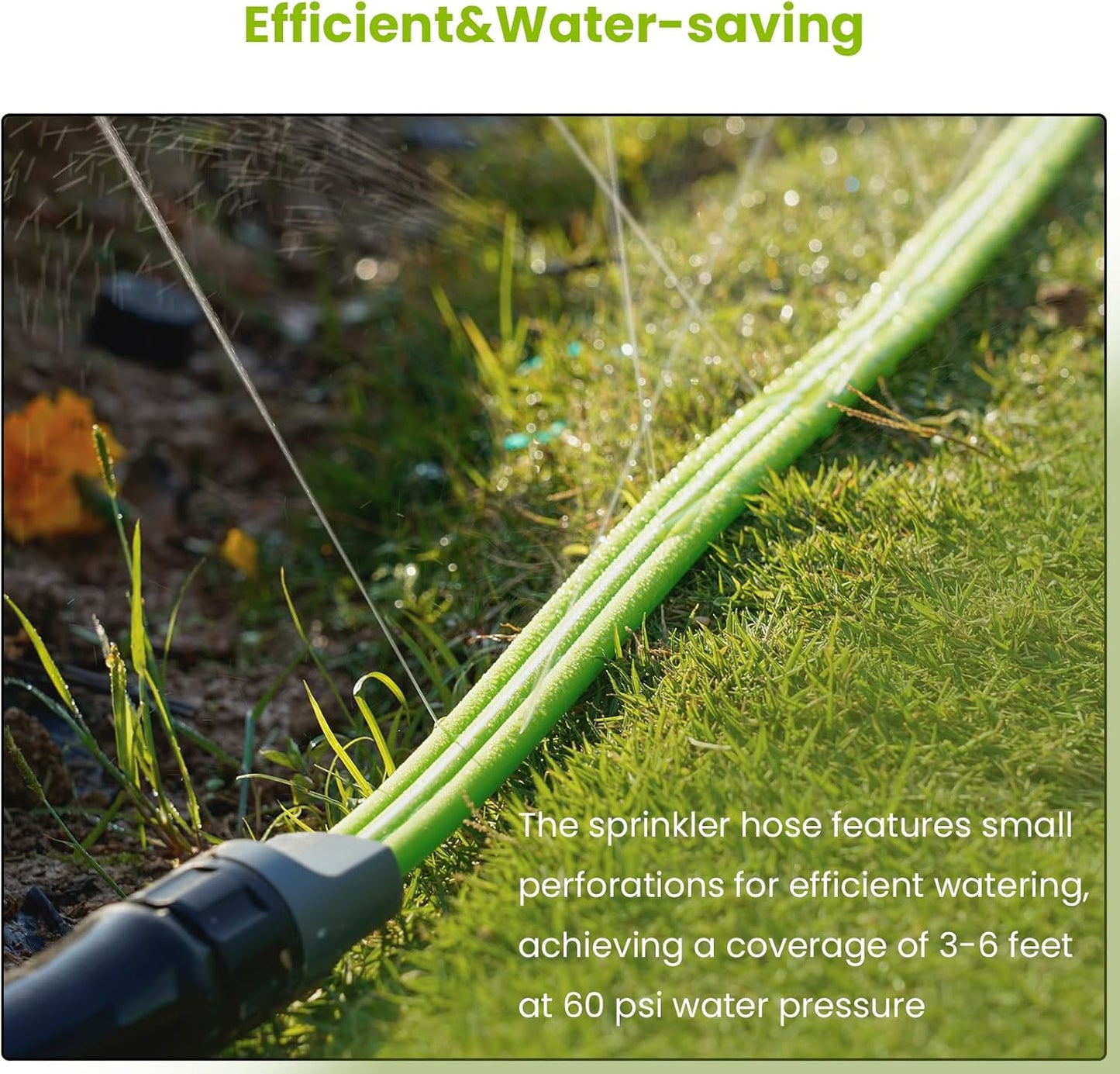 Sprinkler Soaker Hose 15FT 2Pack, Watering Hose with Holes, High-Efficiency Sprinklers System for Garden and Lawn with Staples