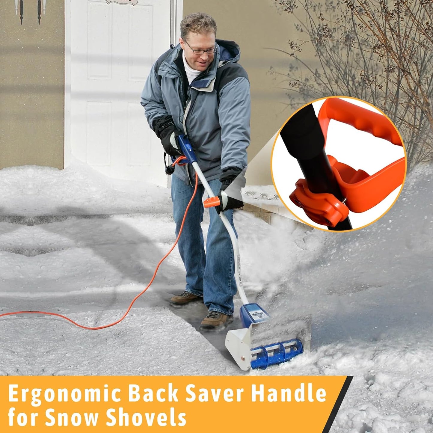 Back-Saving Handle Tool Ergonomic Attachment for Hula Garden Hoe Universal Back Saver Tool Handle for Shovels Rakes Lawn Trimmers, Orange