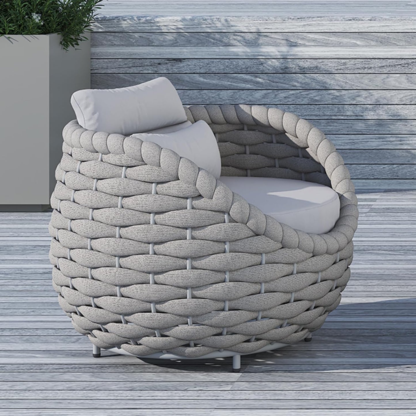 TWT 4 Pieces Patio Sofas, All-Weather Teslin Rope Balcony Furniture with Cushions & Pillows, Patio Couch Outdoor Patio Furniture Set for Indoor, Balcony, Backyard, Deck, Poolside, Grey